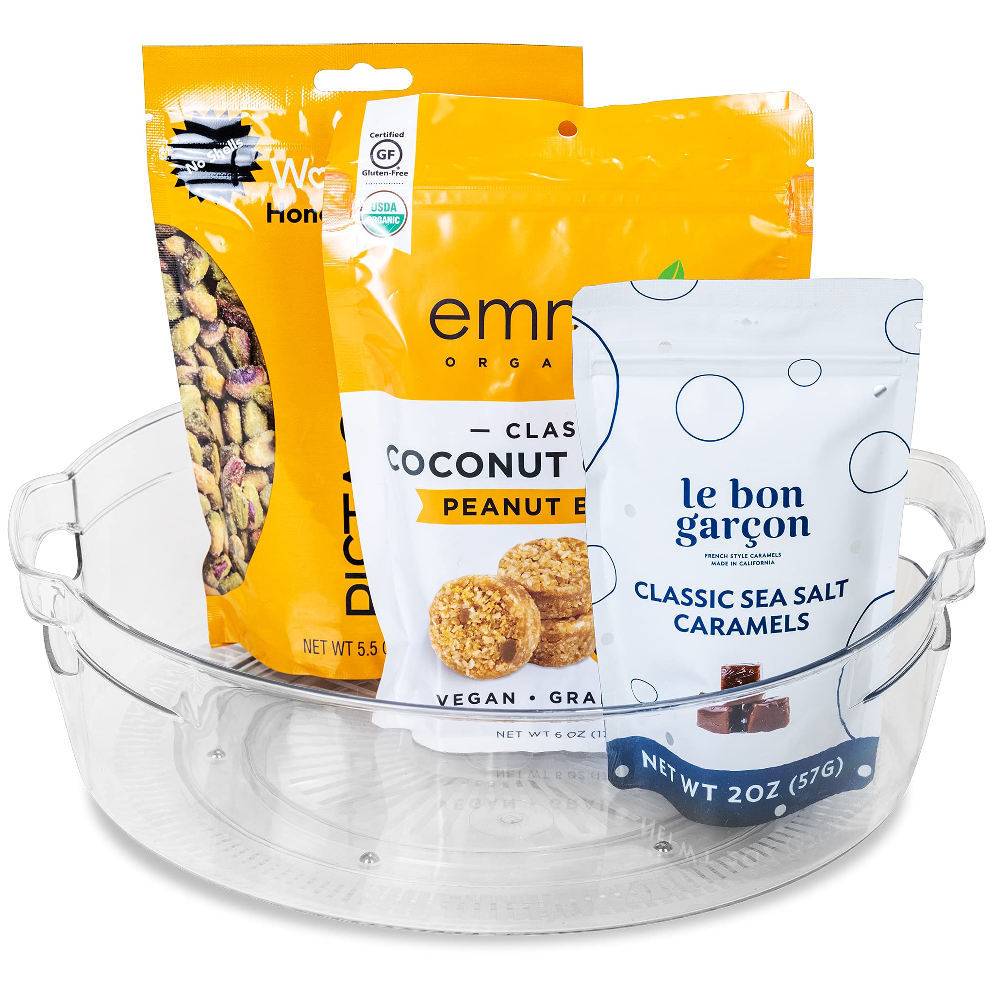 Smart Design Turntable Lazy Susan Spinning Organizer - 11.5 inch - BPA Free Plastic Resin - Fridge, Freezer, Cabinet, Food, Spices, Pantry - Clear