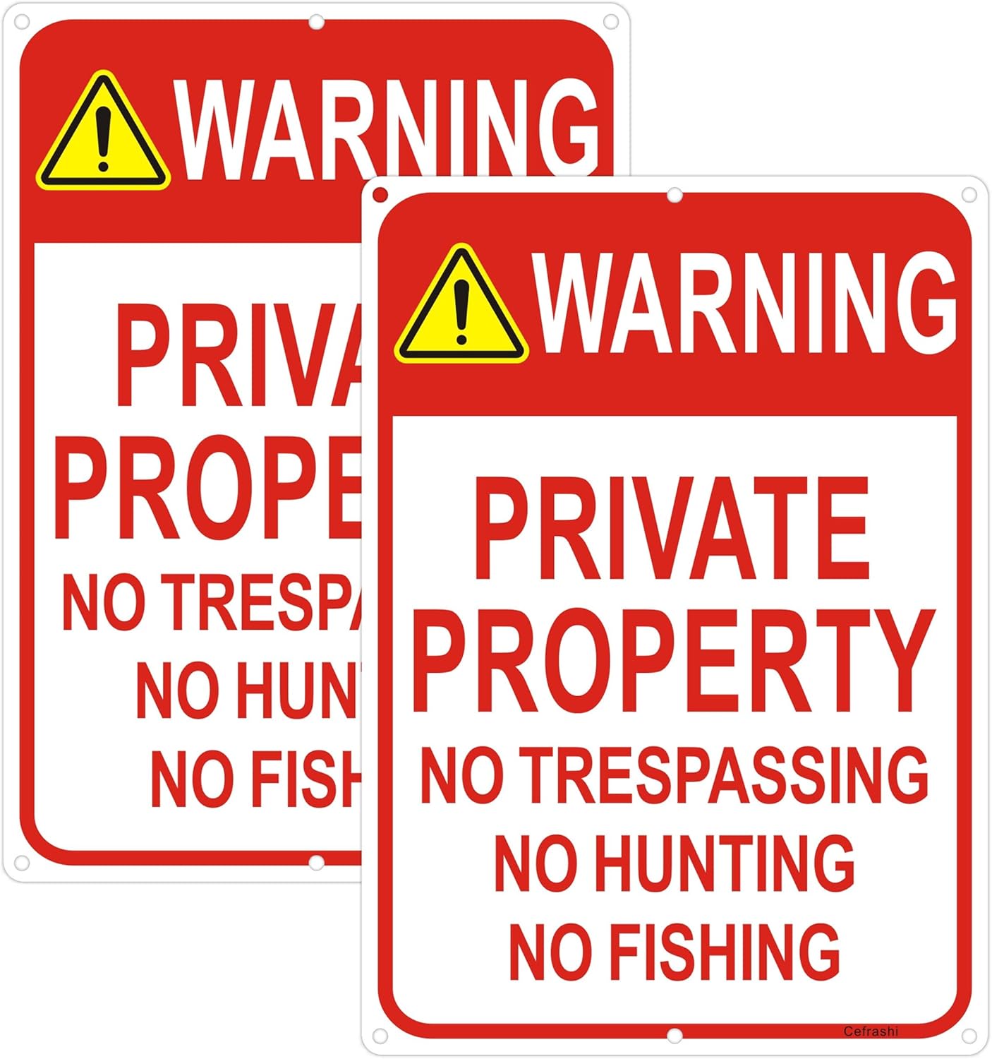 2 Pack Private Property No Trespassing Signs with 36" Metal Stakes, 10x14 Inches, Reflective Aluminum, No Hunting No Fishing Signs