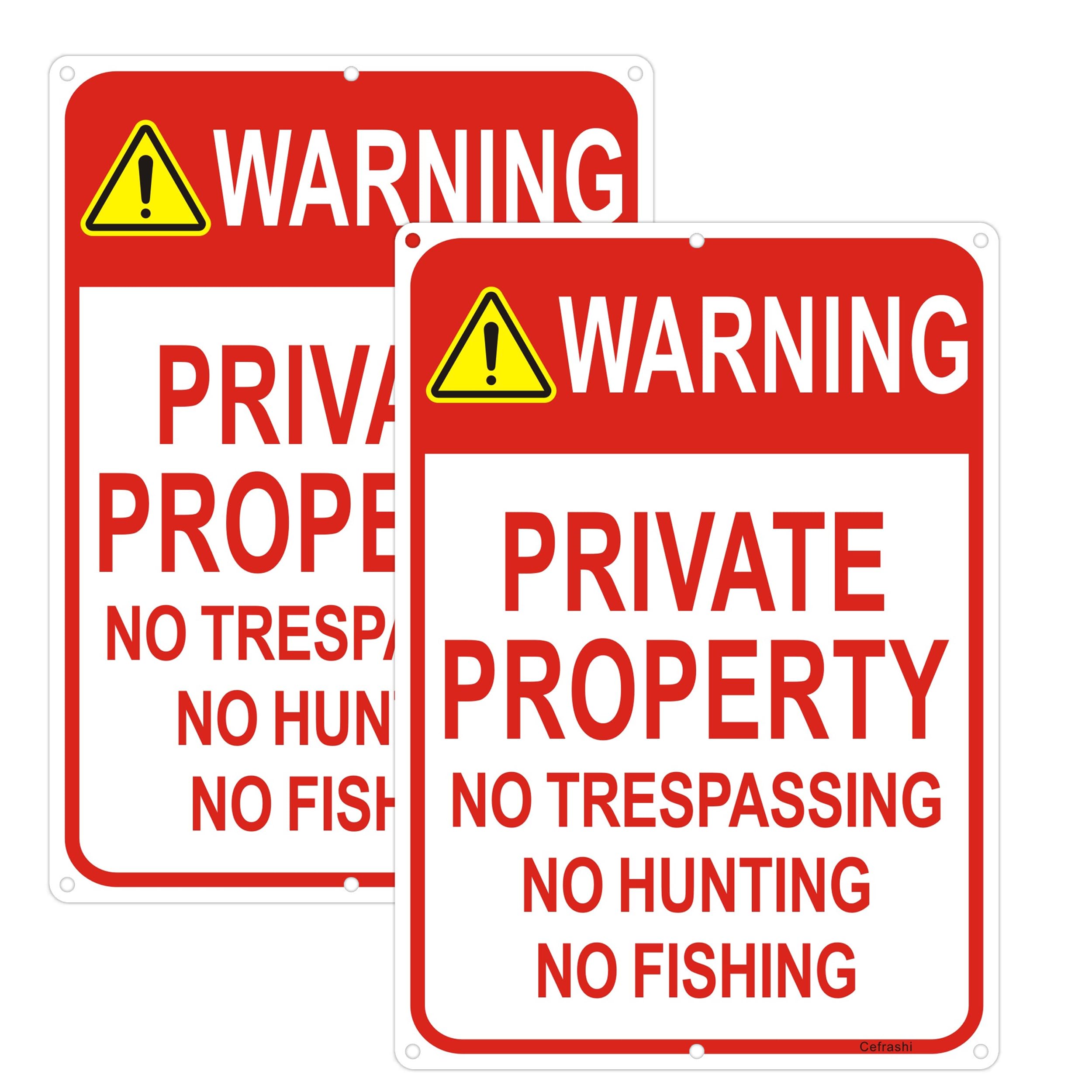 Señal de advertencia - Propiedad privada, no trespassing, no caza, 25,4 x 35,5 cm, reflectante, de aluminio, para advertencia, no caza, pesca, interior y exterior