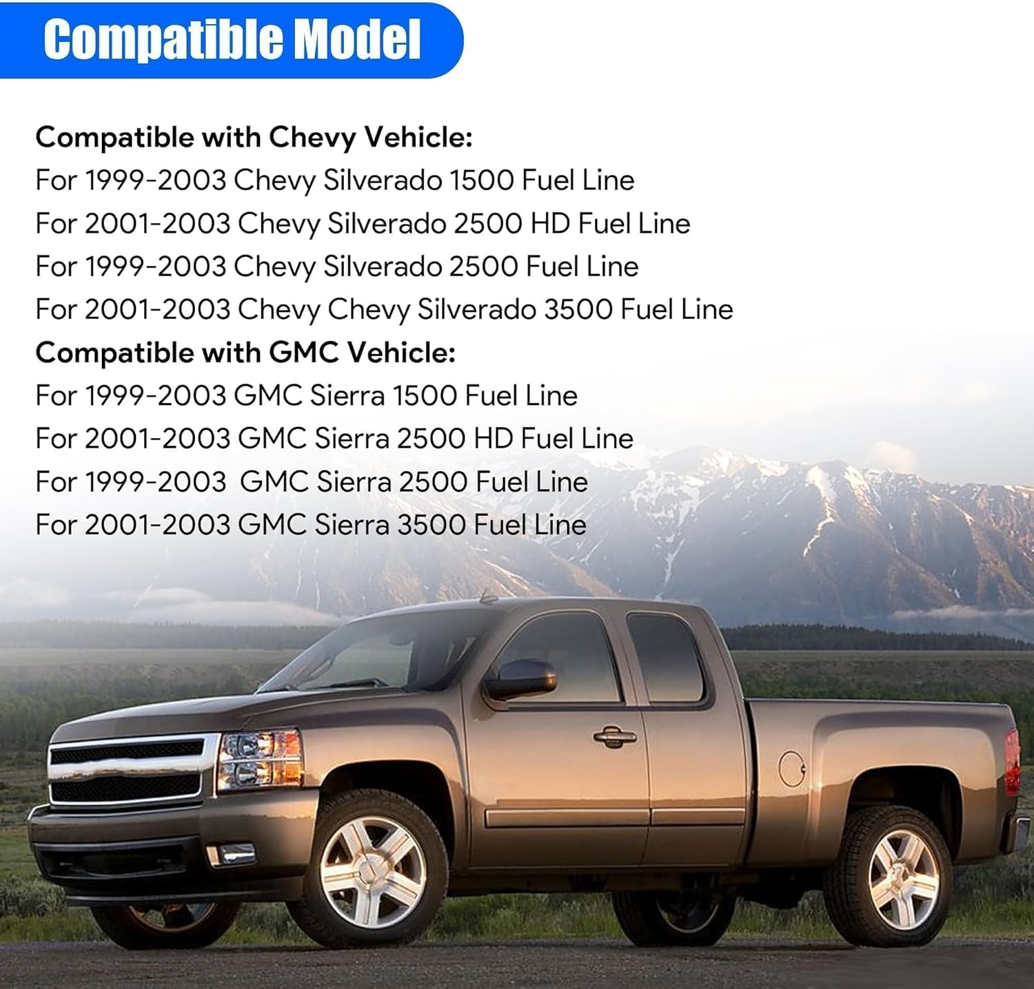 819-840 Fuel Line Flexible Stainless Steel Braided Fuel Hose Set Fit for 1999-2003 Chevy Silverado 1500 2500 HD 3500 for GMC Sierra 1500 2500 HD 3500 Replace# 15043857 15765803