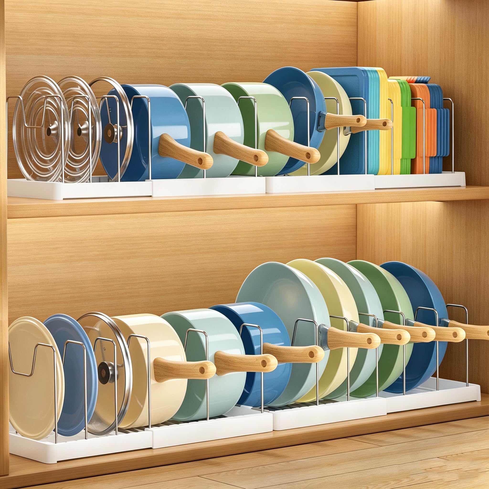 Nigelia 31.5" Expandable Pots and Pans Lid Organizer Under Cabinet (2 Pack)