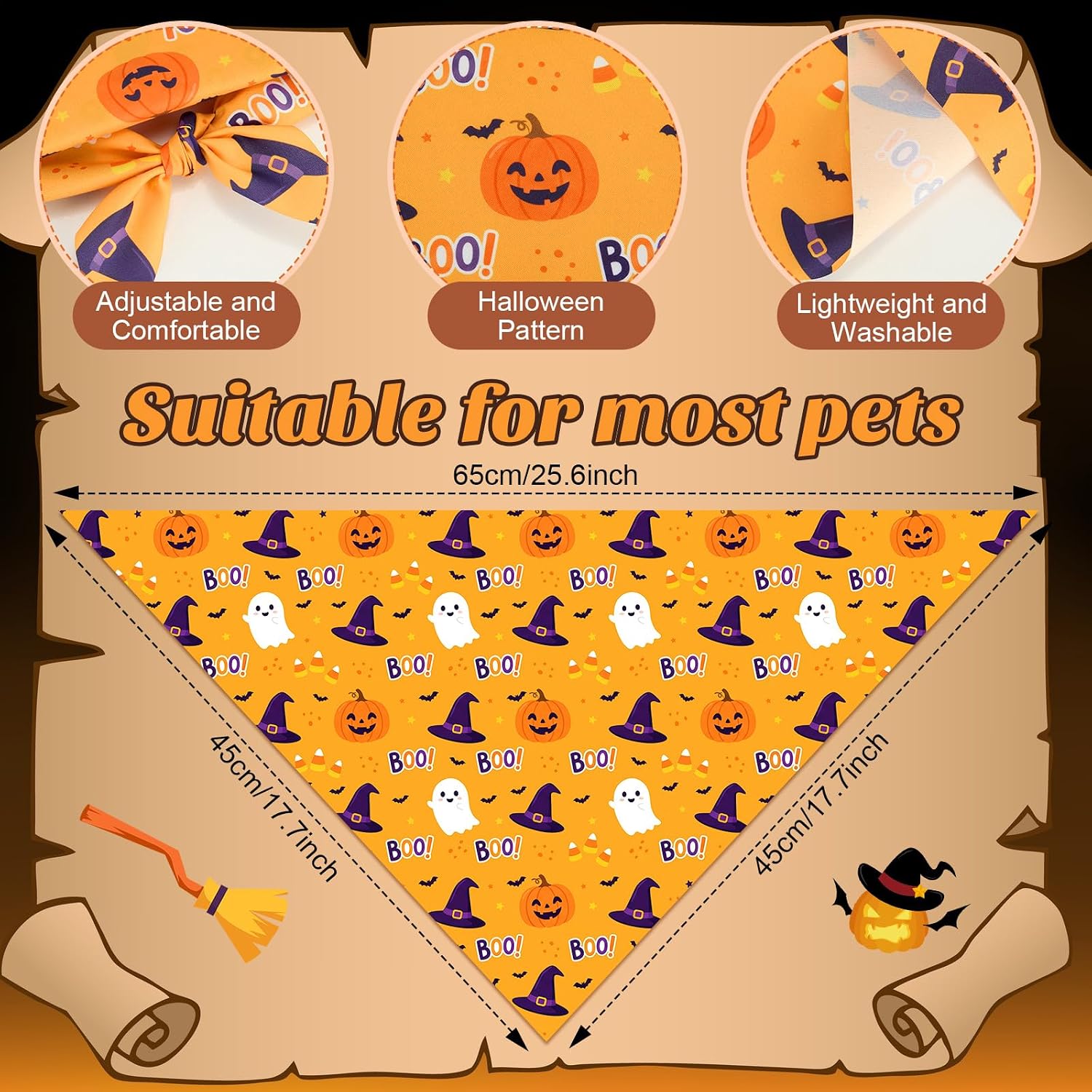 Shyyween 100 Pcs Halloween Dog Bandanas Bulk for Pets Lover Gifts, Classic image 3