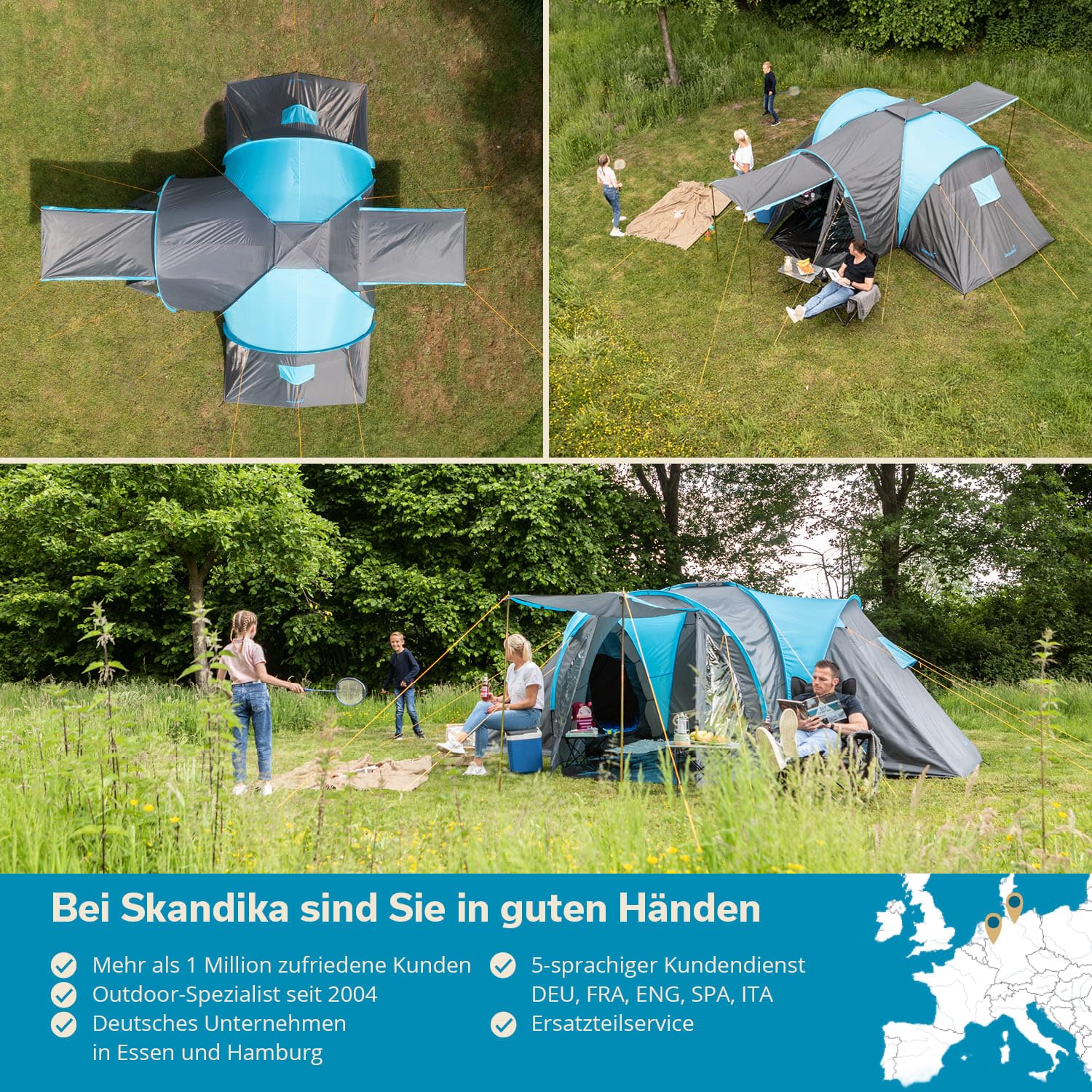 Skandika Hammerfest 6 Personas - Tienda de campaña Familiar - mosquiteras- 2 dormitorios