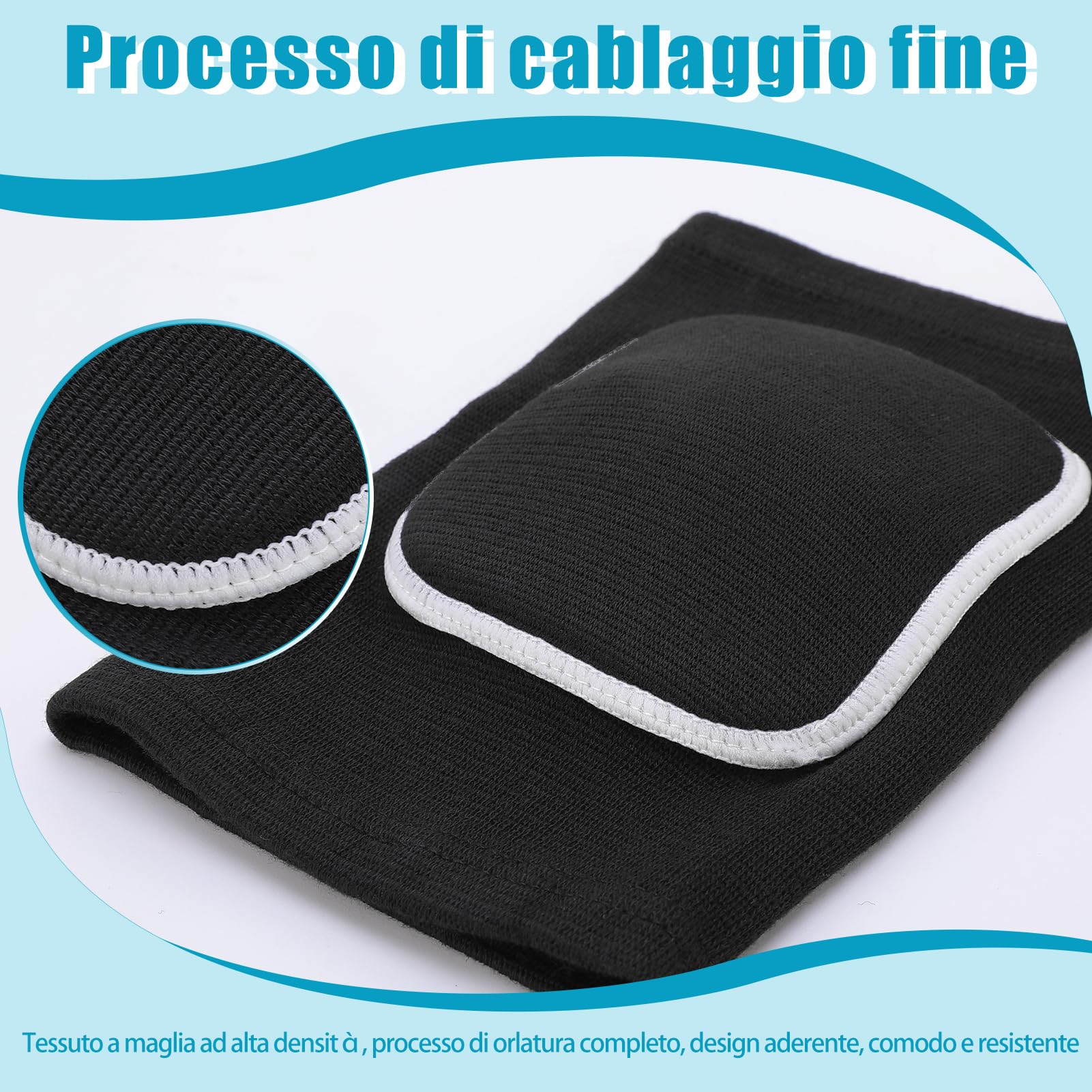 2 Paia Ginocchiere Pallavolo, Protezioni Anti-collisione Ginocchiere Elastica per Danza, Ginnastica Ritmica, Pallavolo, Basket, Calcio, Sport (In Bianco e Nero)