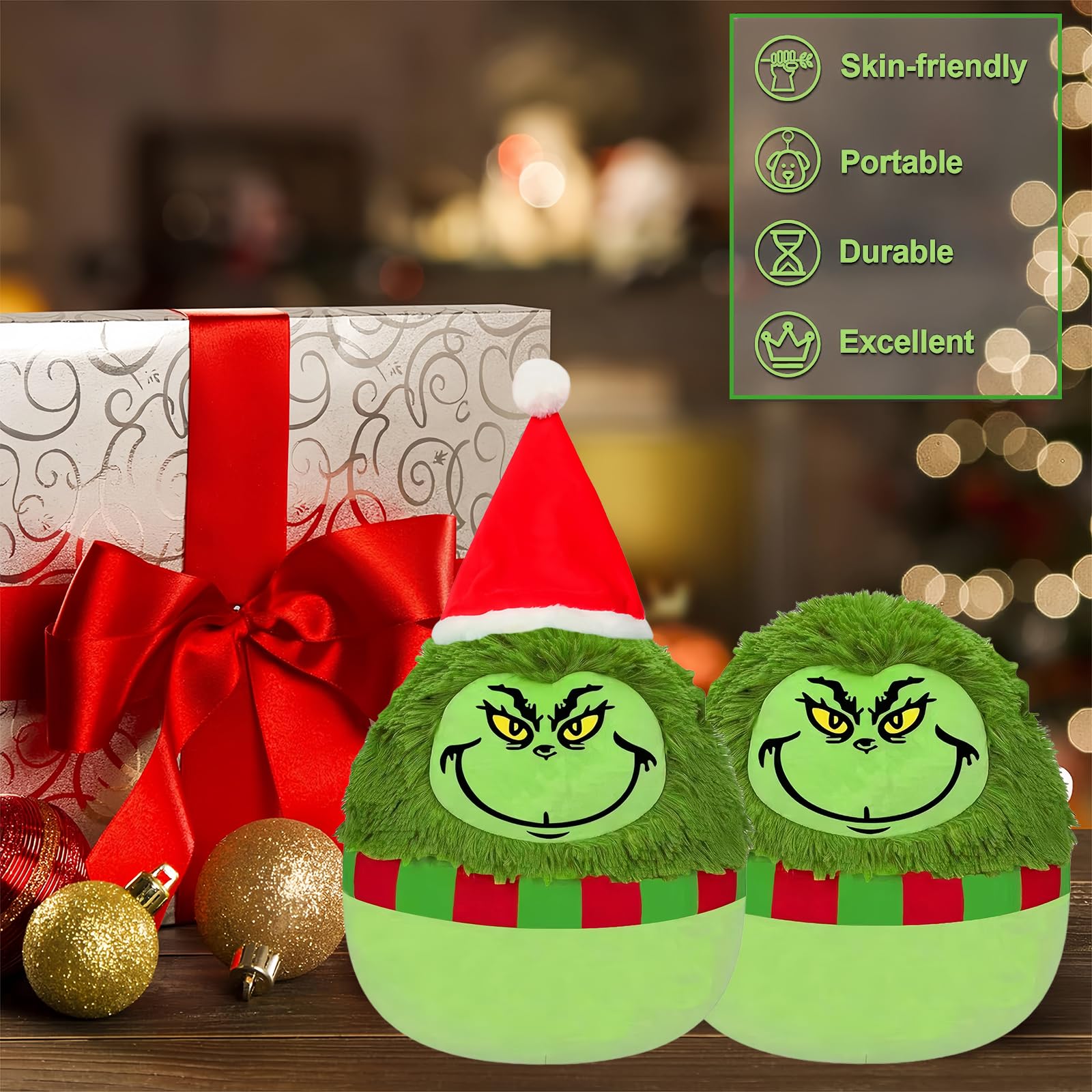 9.8" Cute Christmas Grinch Soft Plush Toy, Xmas Grinch Plush Pillow, Squishy Cotton Plushies Doll - Image 4