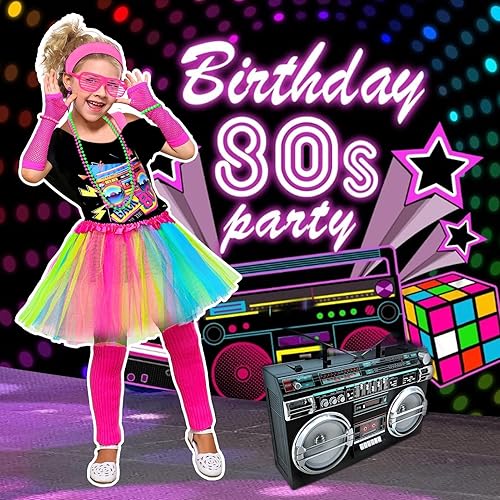 Miniatura 3 de Disfraz de 14 piezas para niños de los años 80 5T-14, conjunto de accesorios para fiesta de Halloween, cosplay, tema de los años 80, fiesta retro de