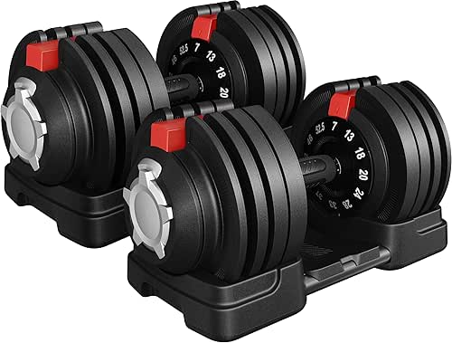 Yaheetech Adjustable Dumbbell Set 28/40/52.5/90LBS Adjustable Dumbbells Fast Adjust Dumbbell