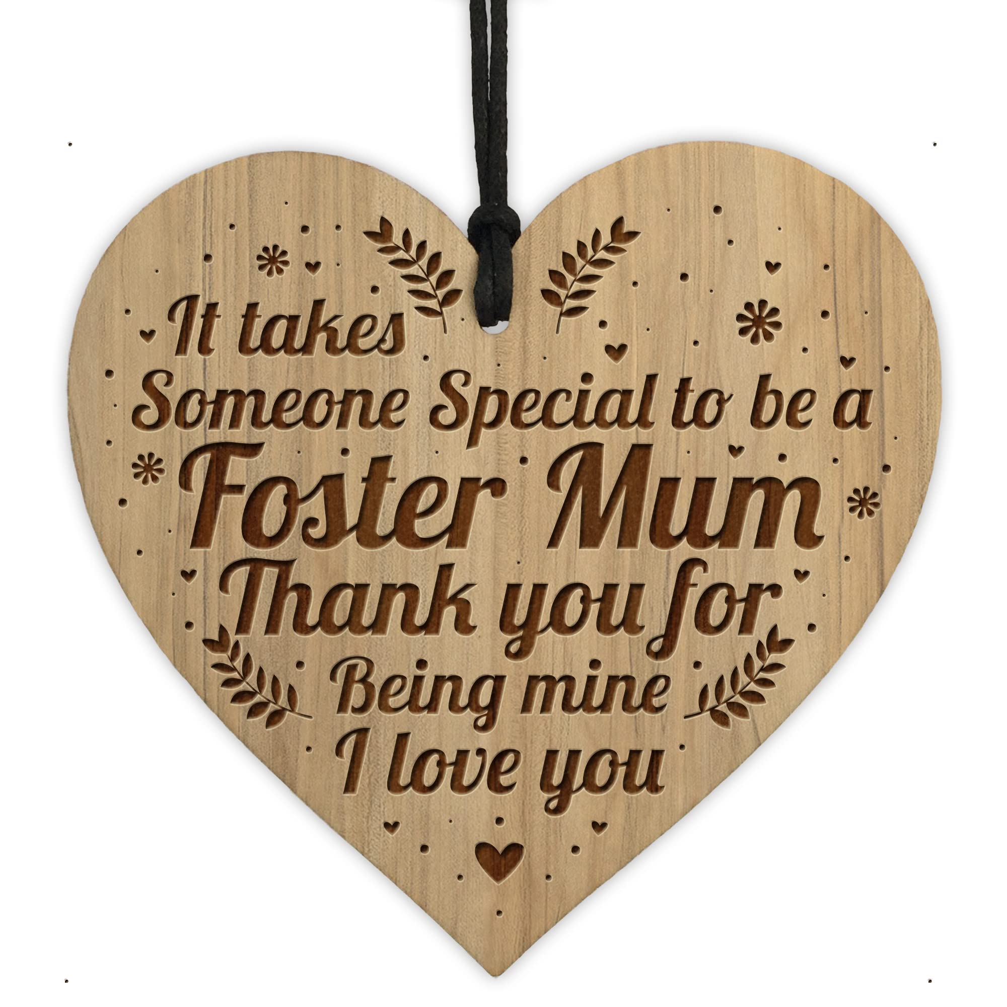 Red Ocean Special Foster Mum Gift For Birthday Christmas Engraved Heart Thank You Gift For Her