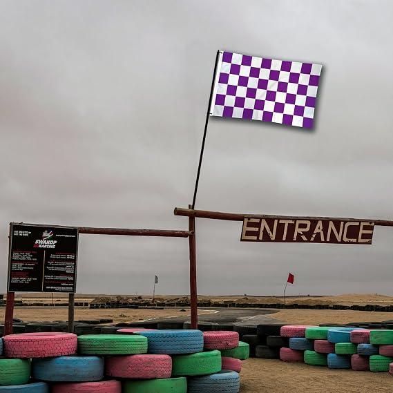 Purple & White Checkered Flag 3x5ft Poly