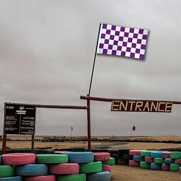 Purple & White Checkered Flag 3x5ft Poly