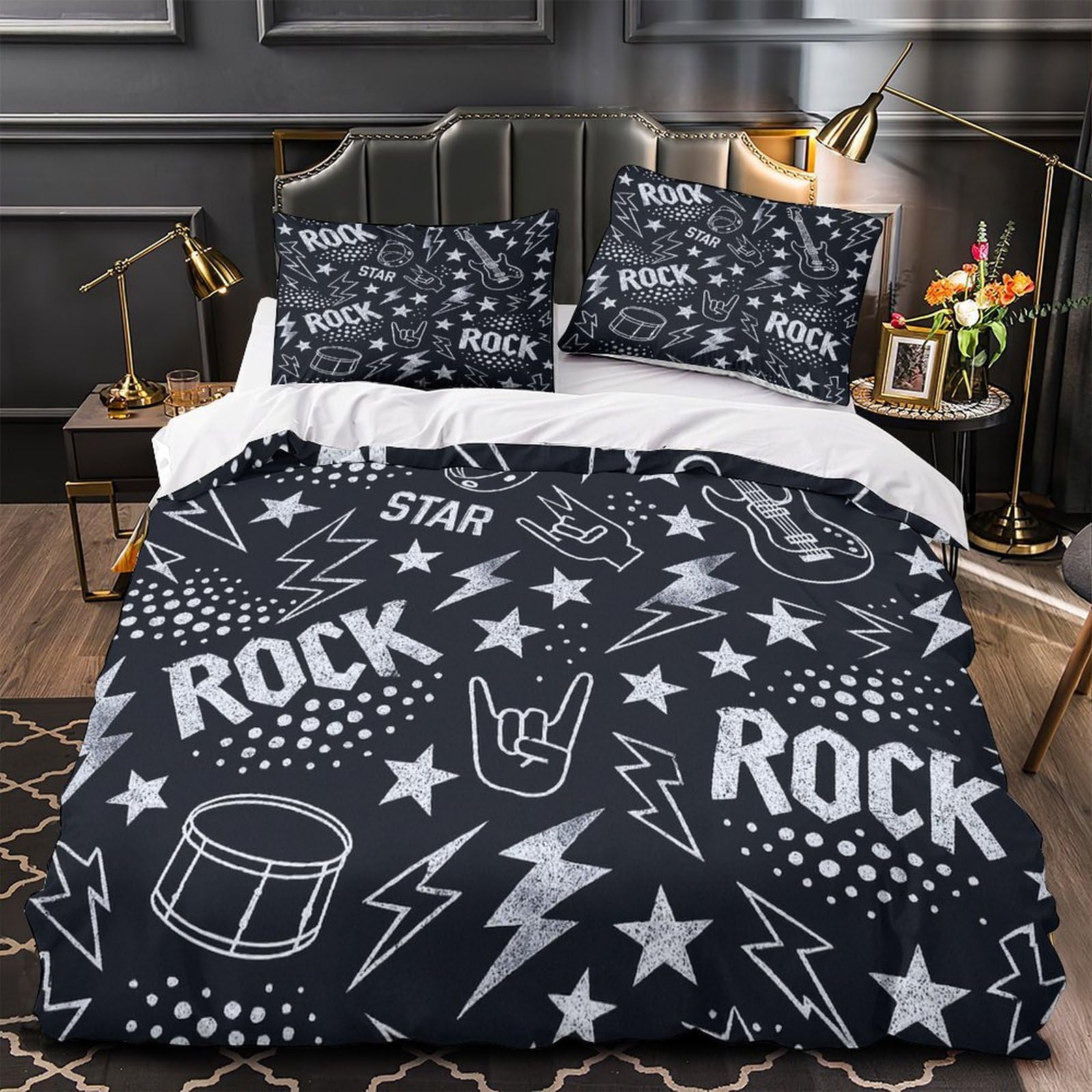 Housse de couette anti-plis imprimé rétro camping-car pour lit ado