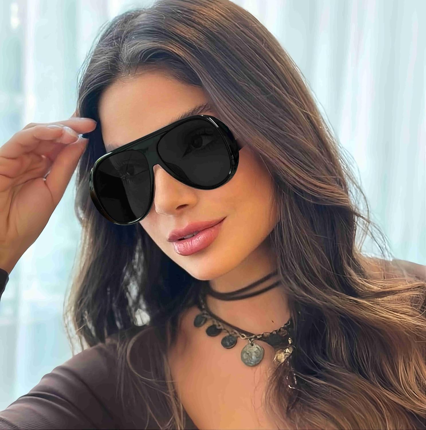 Trendy Aviator Sunglasses for Women Men, Retro 70s Sun Glasses, Oversized glasses UV400 - Image 2