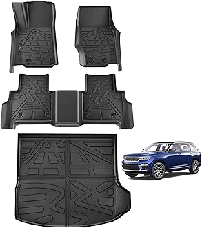All Weather Floor Mats Cargo Liner Fit for 2022-2025 Jeep Grand Cherokee WL74 2-Row 5-Seat Only (Include 4xe, NOT WK2 or L), TPE Floor Liners Grand Cherokee Accessories