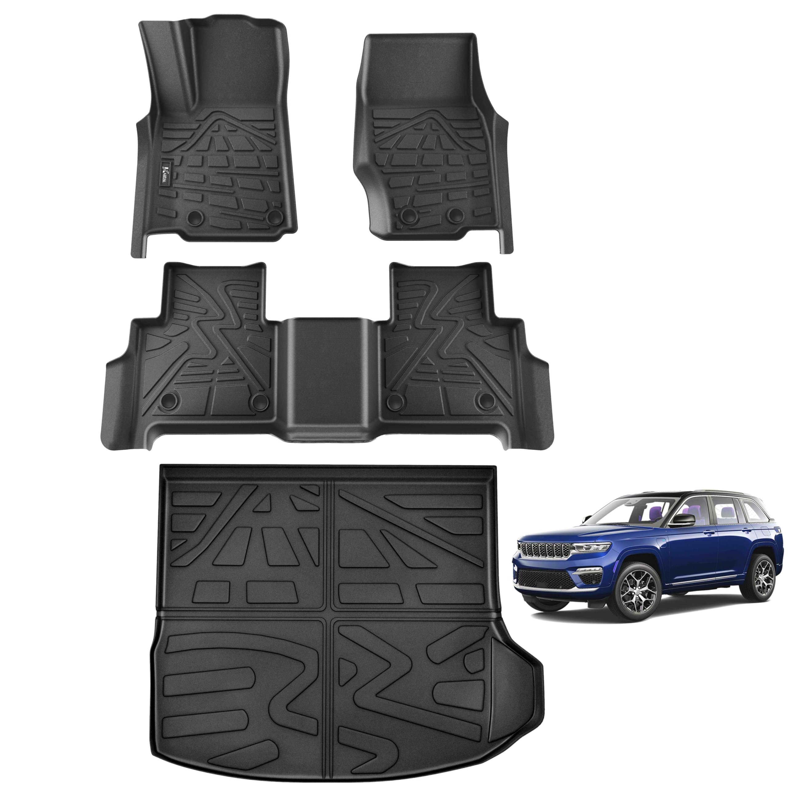 All Weather Floor Mats Cargo Liner Fit for 2022-2025 Jeep Grand Cherokee WL74 2-Row 5-Seat Only (Include 4xe, NOT WK2 or L), TPE Floor Liners Grand Cherokee Accessories