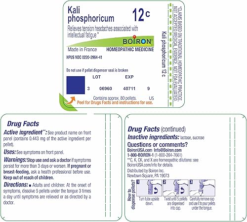 Miniatura 9 de Boiron Kali Phosphoricum 12C, 80 pellets, medicina homeopática para dolores de cabeza