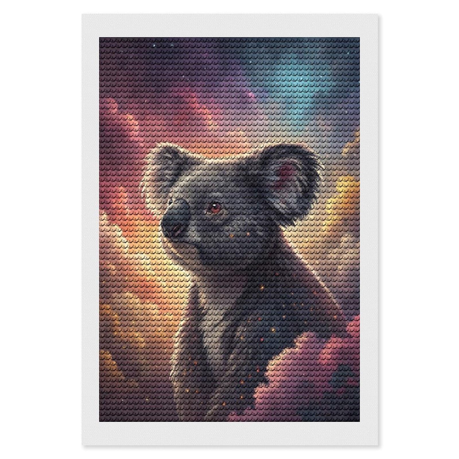 Junmoney Koala in A Cosmic Dreamscape Diamond Art Canvas 8"x12", Easy Handmade Project, Complete Accessories, Bedroom Decor, Birthday Gift