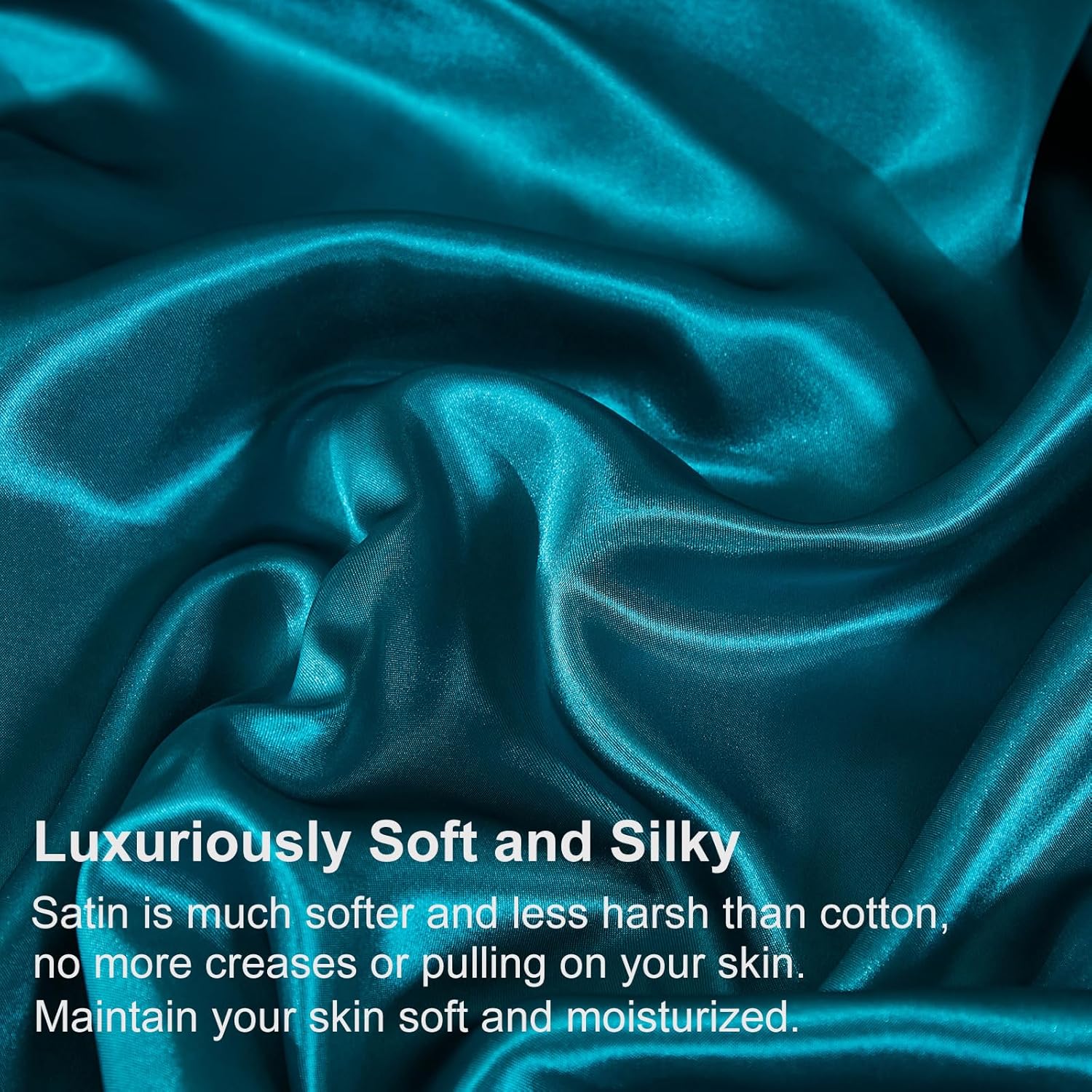 Bedding_Dreamer Satin Comforter Set Queen Size, 8 Piece Bed in a Bag Peacock Green with Sheets, Silky Soft Polyester Satin Bedding Set, Lightweight, 16 Inch Deep Pocket, Fresh Coastal Style