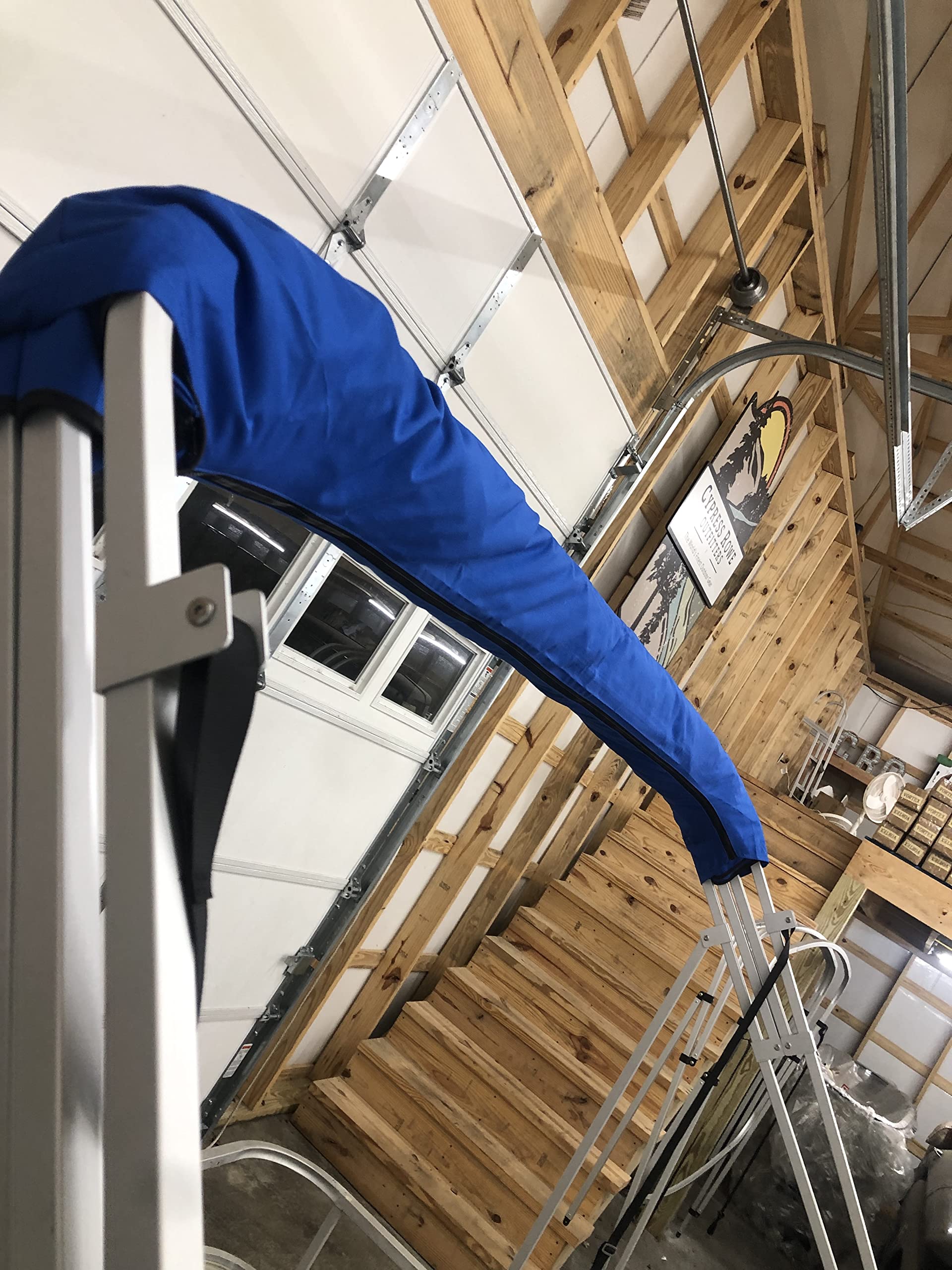 Replacement Bimini Top Canvas with Boot, Royal Blue 9' Long x 8.5' Wide, 16oz, 4 Bow, Fits 97-103
