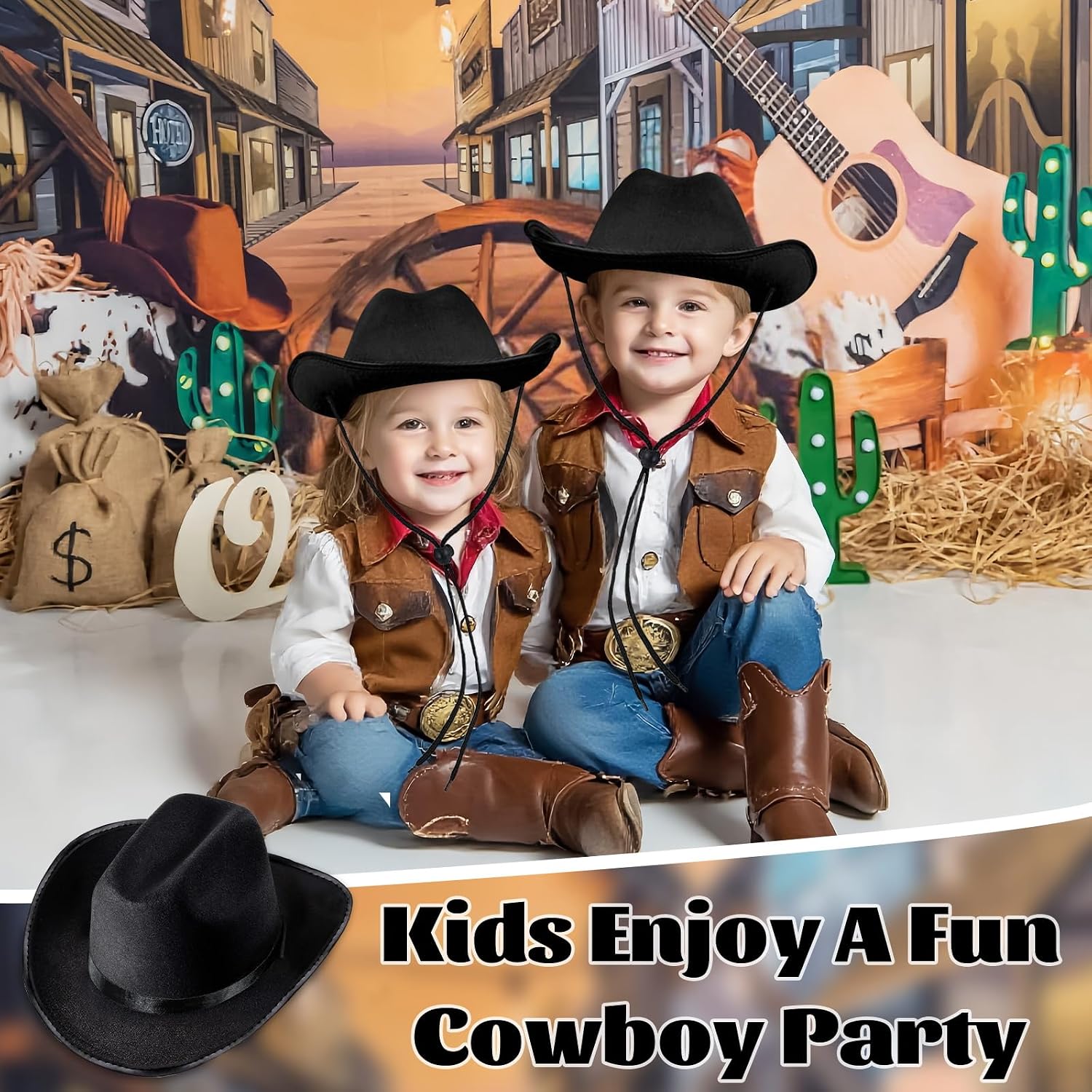 MEMOVAN Cowgirl Hat for Women Girls Western Cowboy Cowgirls Hats Felt Cowboy Hat Retro Wide Brim Western Hat