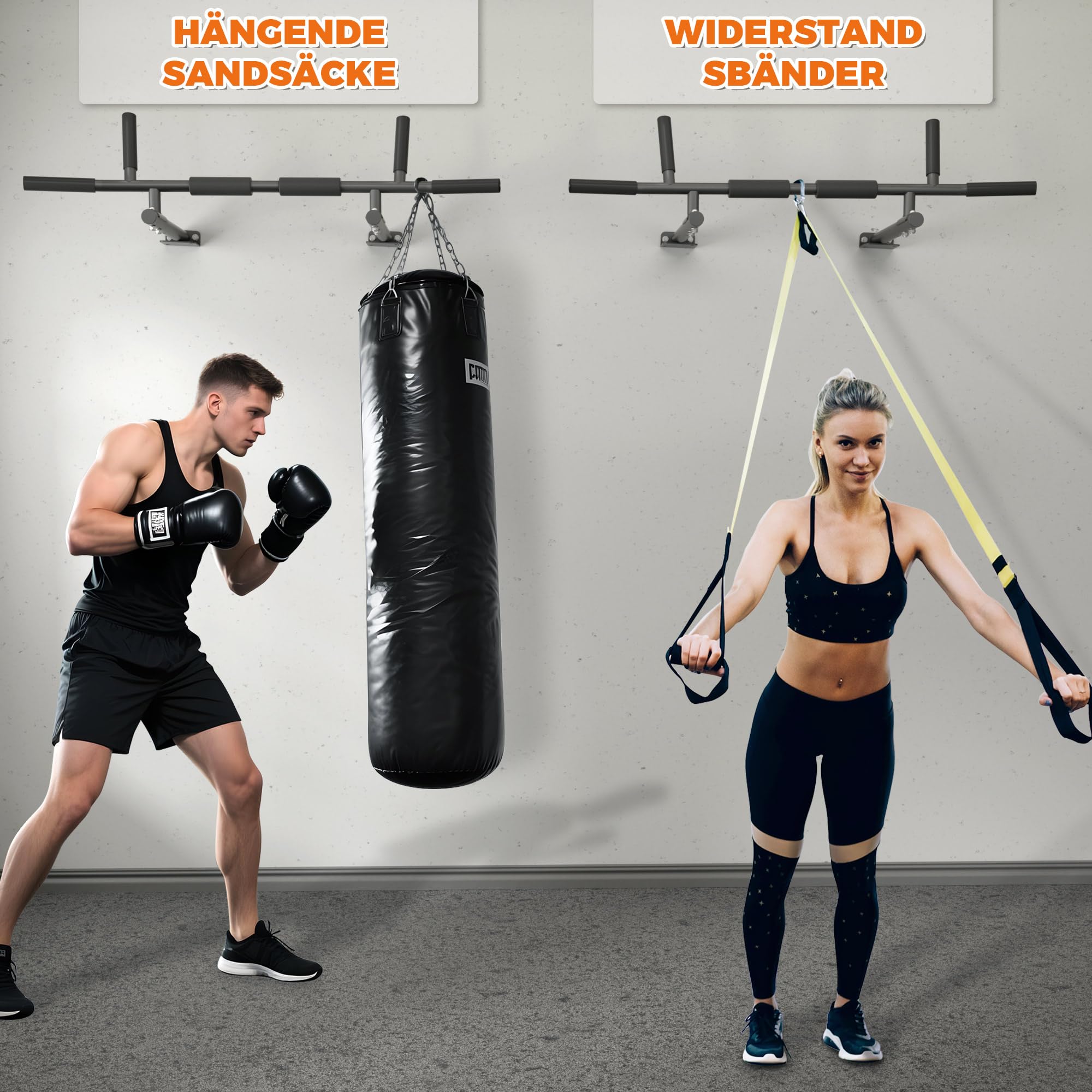 ONETWOFIT Klimmzugstange Wandmontage, Balkenmontage, Deckenmontage 3 in 1, Heavy Duty für Indoor Home Gym Workout multifunktionelle Klimmzugstange (Max Load 200kg)