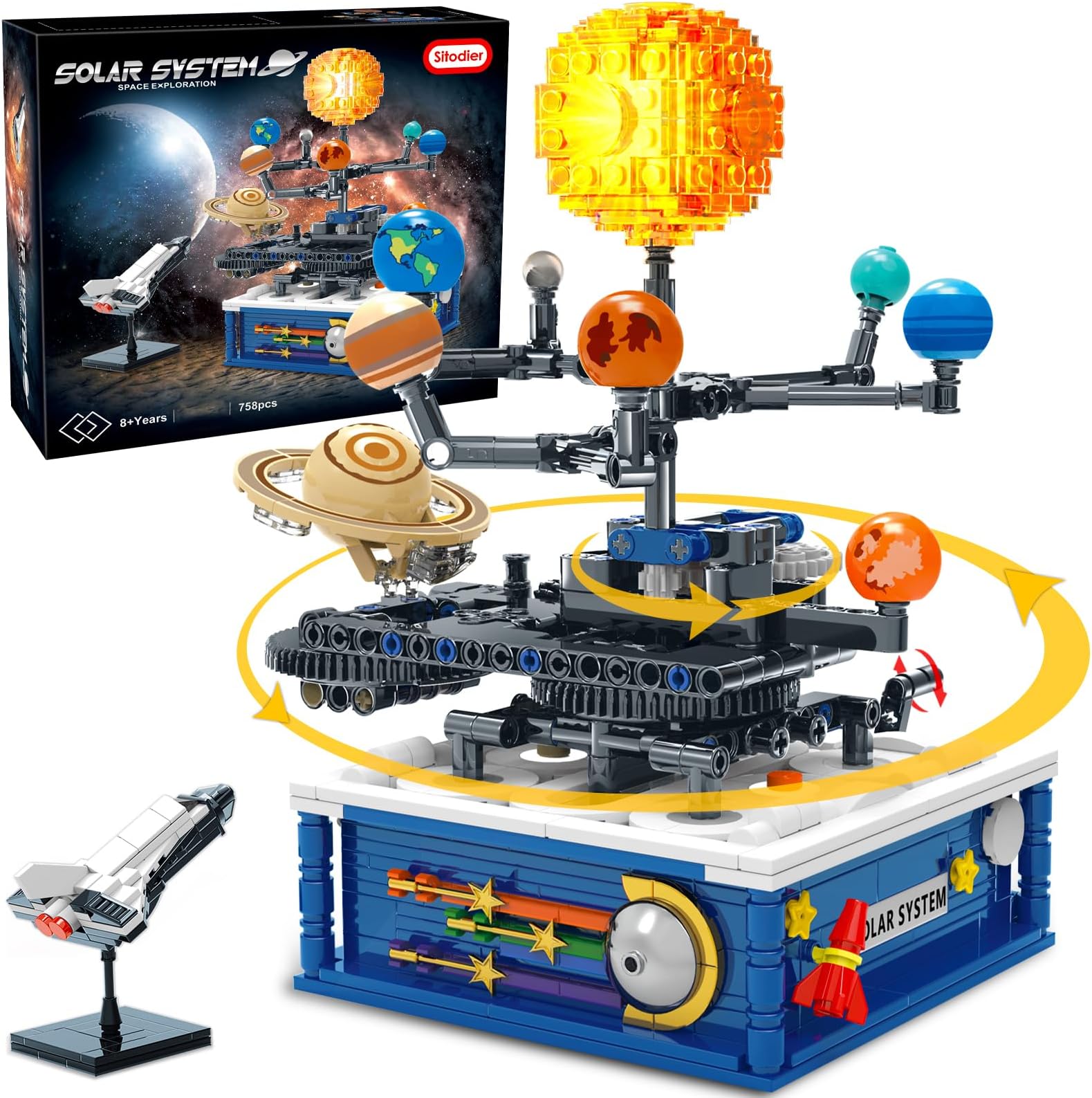 Sitodier Rotatable Solar System Building Toy, 758pcs Space Exploration Building Blocks Set for Kids 6+ Years Old, Educational Toy Gifts for Boys Girls Ages 8 9 10 11 12 13