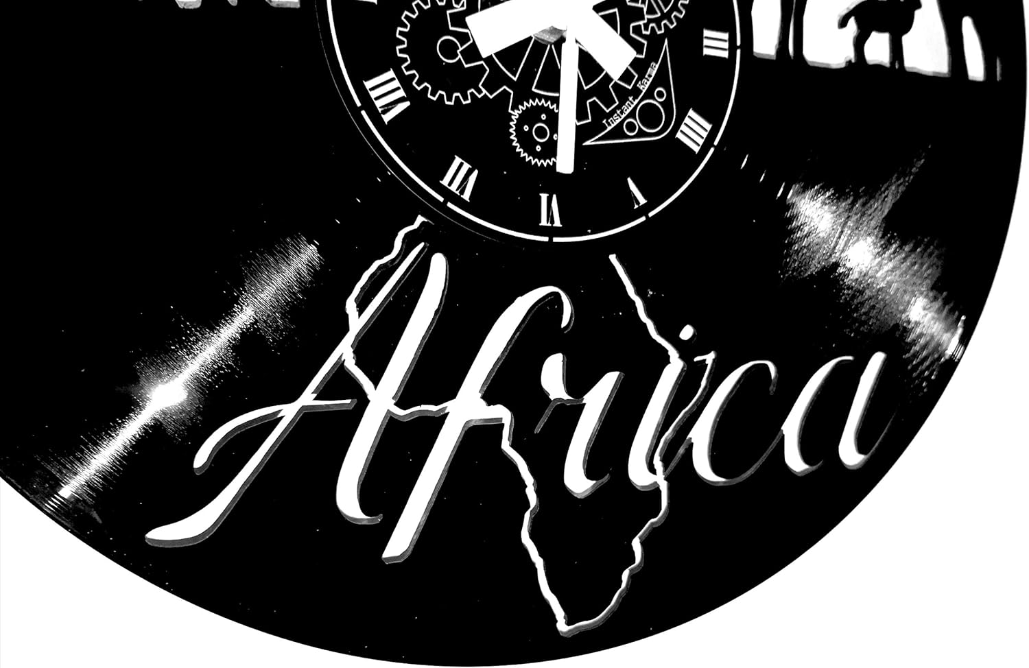 Vinyl Wall Clock LP 33 RPM Instant Karma Gift Idea Vintage Handmade-Travel Trekking Safari-Africa, Silent