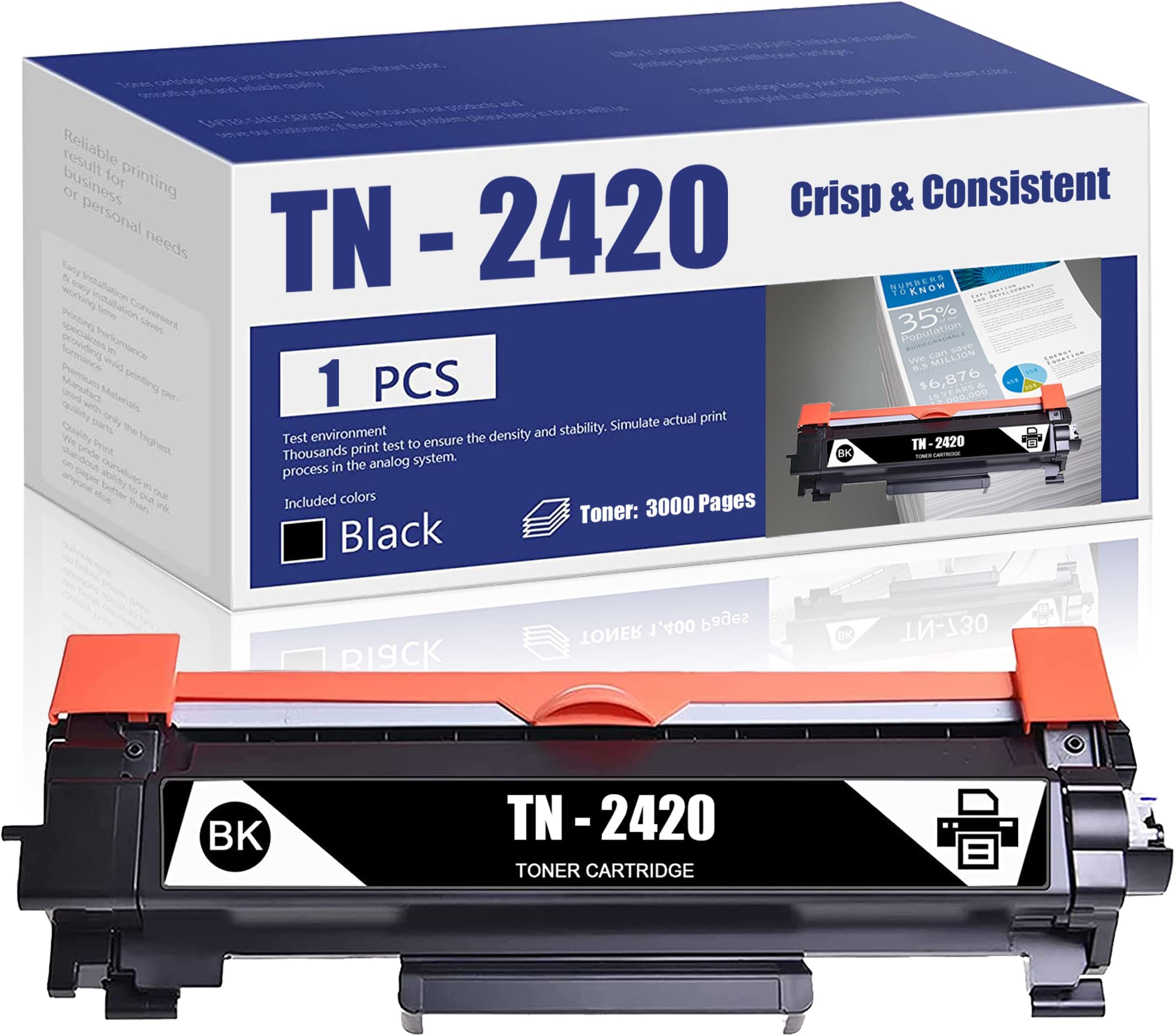 1-Pack Black Compatible TN2420 TN2410 Replacement for Brother TN2420 Toner Cartridge,Latest Chip,fits for Brother HL L2350DW L2375DW L2370DN MFC L2710DN L2730DW L2750DW DCP L2510D L2530DW- by AQINK