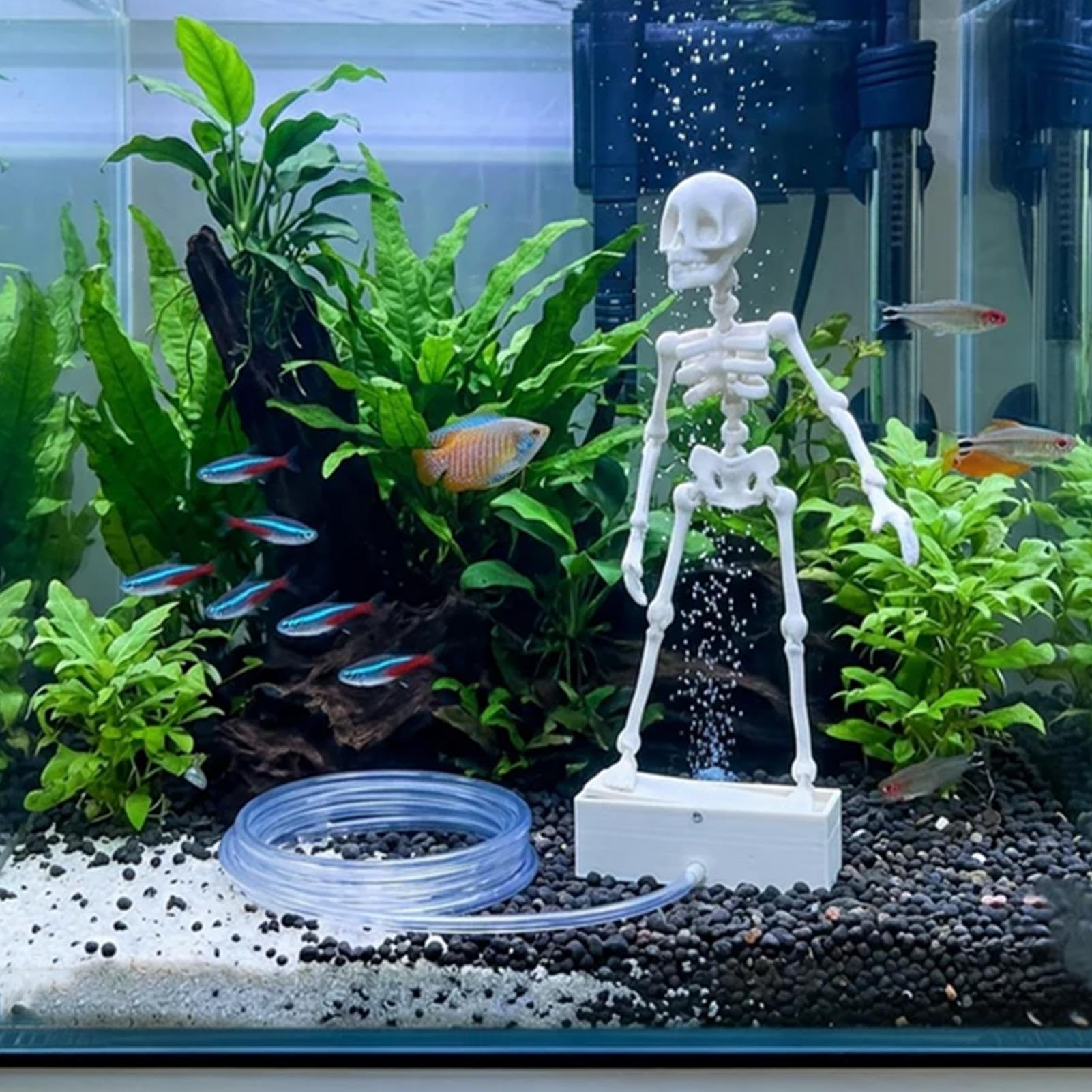 Dancing Skeleton Aquarium Bubbler Decorations With Air Hose