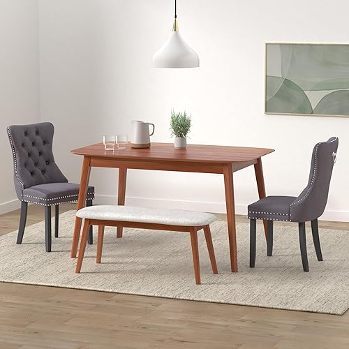 Miniatura 2 de Juego de 6 sillas de comedor de terciopelo, sillas de comedor copetudas con respaldo de botón, ribete de cabeza de clavo, sillas de comedor