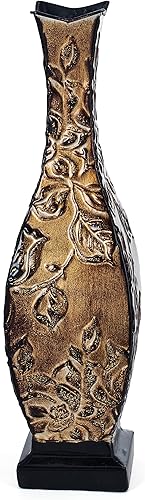 Elements Florero floral de metal en relieve (17 pulgadas, dorado), bronce