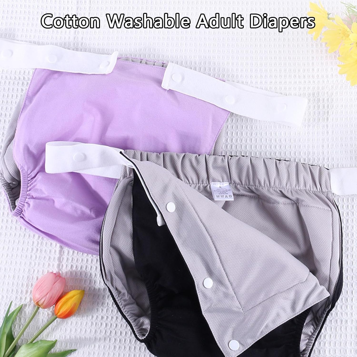 Reusable Waterproof Incontinence Diapers for Women and Men - Leakproof Adult Cloth Briefs