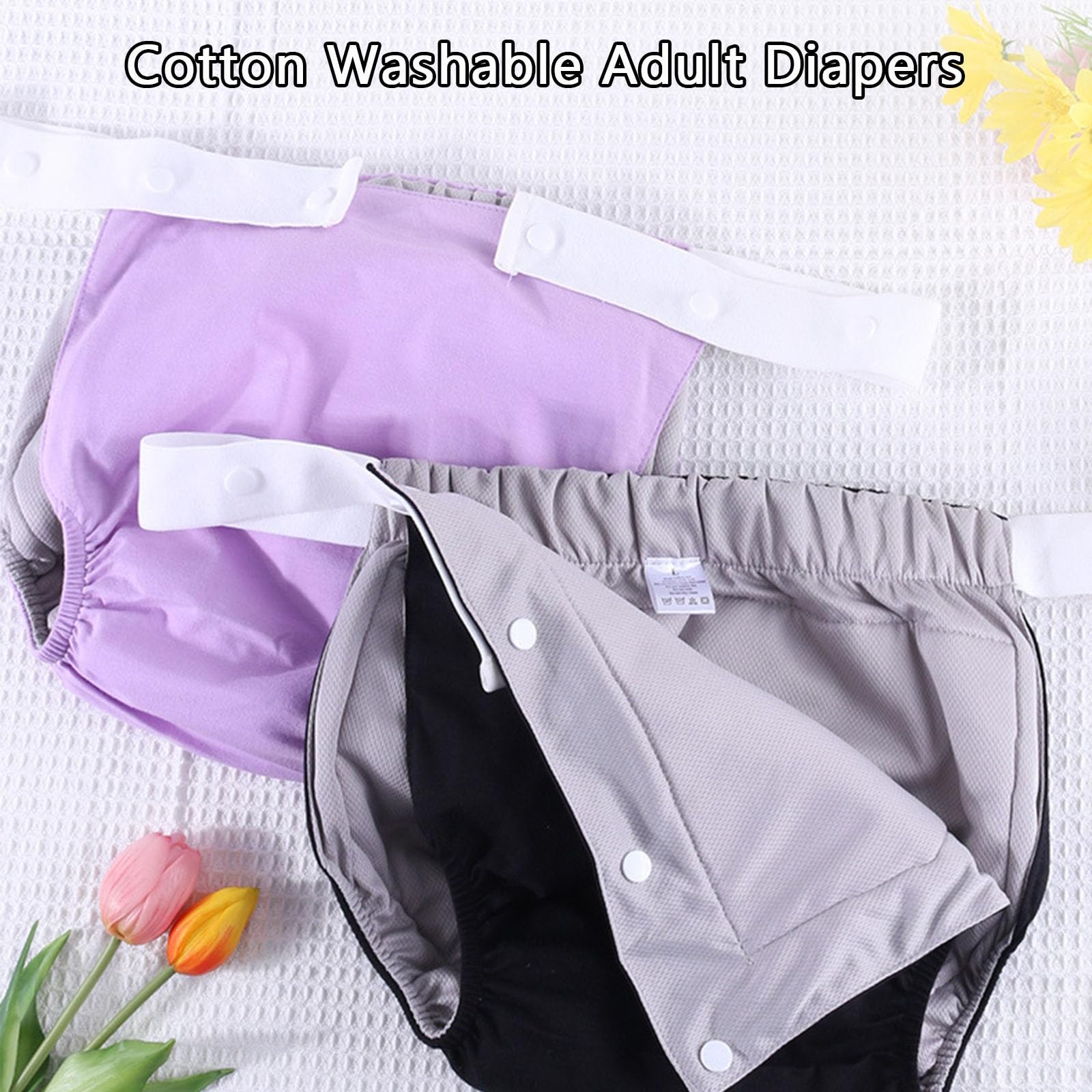 2 Stück Stoffwindeln für Erwachsene,Waschbar Baumwoll Höschen Inkontinenz Pants für Erwachsene Auslaufsichere Windeln Schützende Inkontinenz Unterwäsche(Orange+Purple,XX-Large)