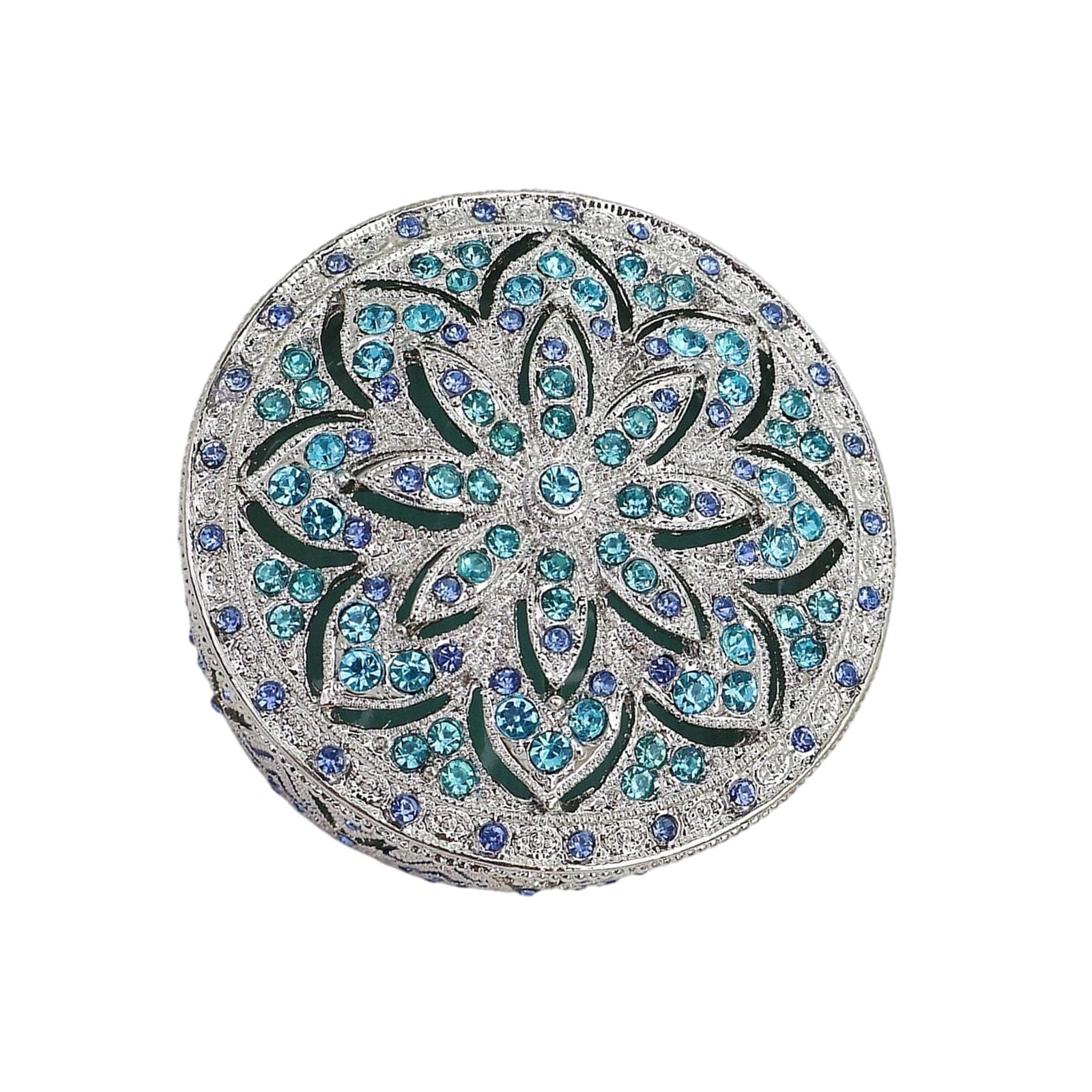 Limtula Jewelry Box Metal Trinket Case, Decorative Floral Organizer for Earrings Necklace and Bedside Storage Decor Case Dresser