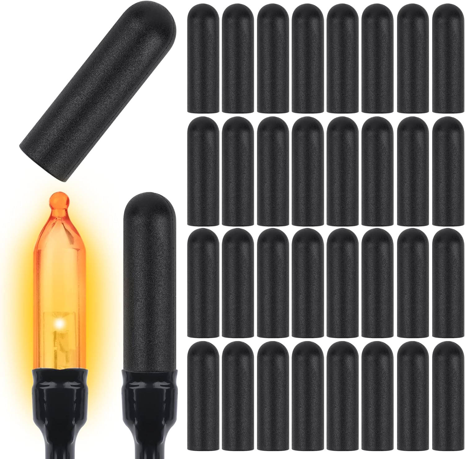 WBCBEC 150PCS No Glow Caps, Soft Rubber String Lights Caps