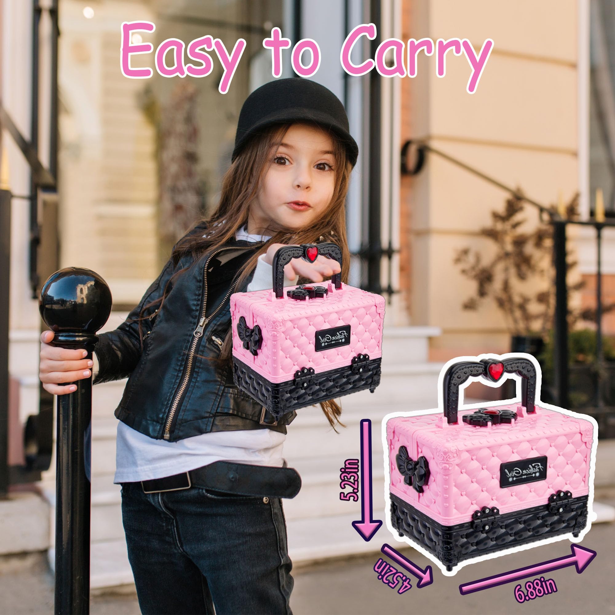 Lubibi Juego de Maquillaje Lavable para niños con Caja de Maquillaje, Kit de cosméticos Reales de Seguridad Probada para niños, Juguete de Regalo de cumpleaños y Navidad para niñas de 4-8