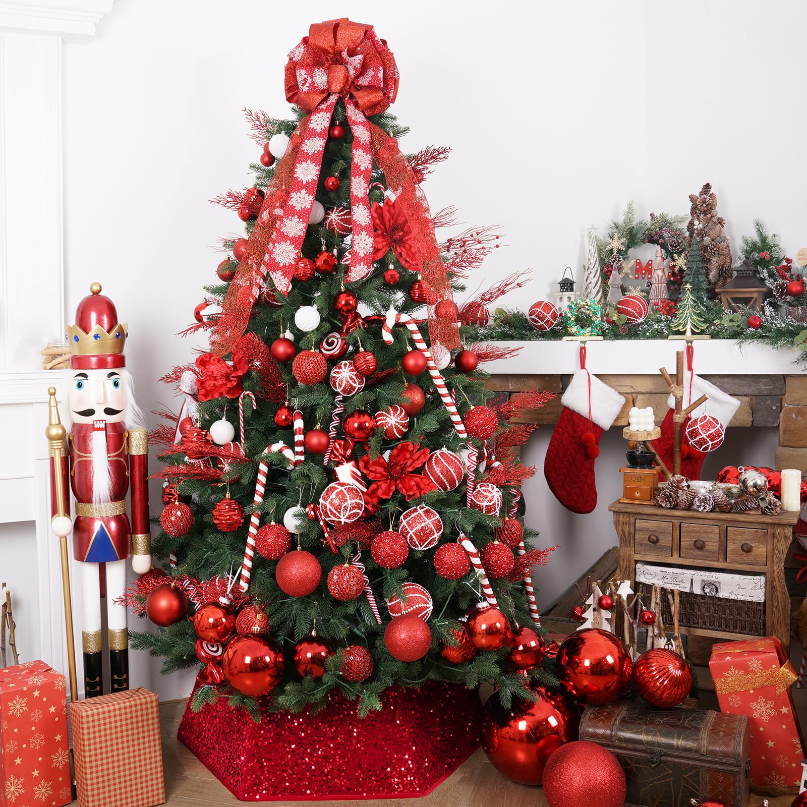 Collar Arbol De Navidad Collar 1,50mts Adornos Navideños Para Arbol De  Navidad Guirnalda Roja, image size:1600x1600