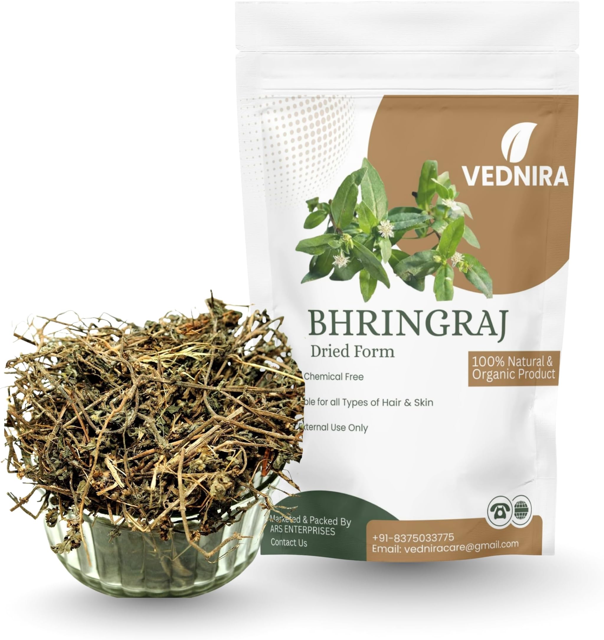 Organic Raw Bhringraj Leaves 500g | Eclipta Alba Dry Leaves for Hair Growth, Hair Fall Control & Scalp Care | Ayurvedic Herbal Hair Care, Skin Nourishment | 100% Pure Natural, Raw Form