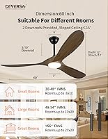 Vista 88 de 42 Inch Low Profile Ceiling Fans with Lights and Remote, Flush Mount Ceiling Fan with Lights, 3 Blades Solid Wood Dimmable Walnut Easy Installation