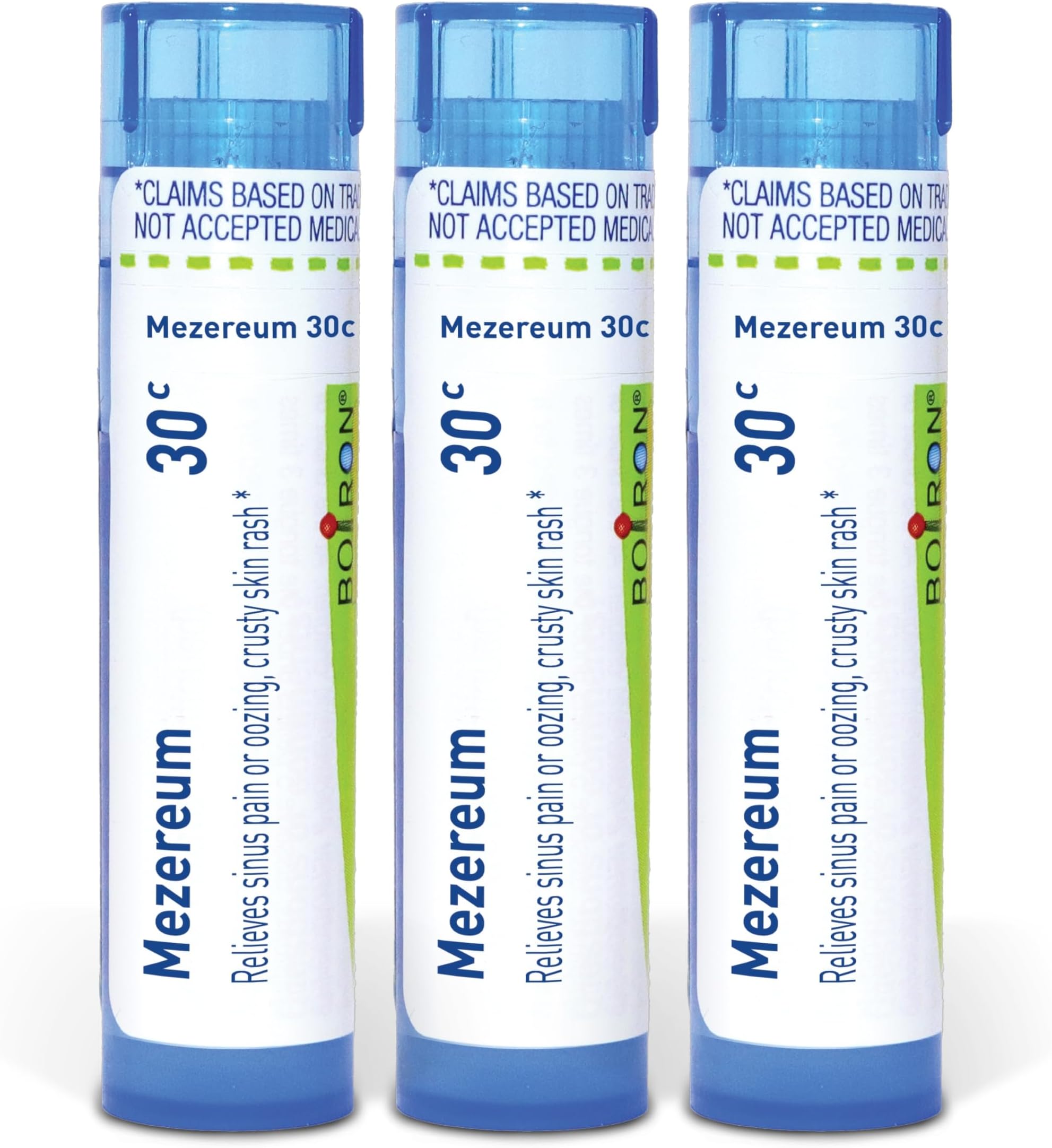 Boiron Mezereum 30C Homeopathic Medicine for Sinus Pain or Oozing, Crusty Skin Rash - Pack of 3 (240 Pellets)