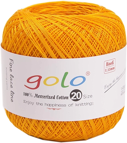 golo Fios de linha de crochê para iniciantes tamanho 20 fio de algodão para tricô bolas de linha de crochê fio dourado 805