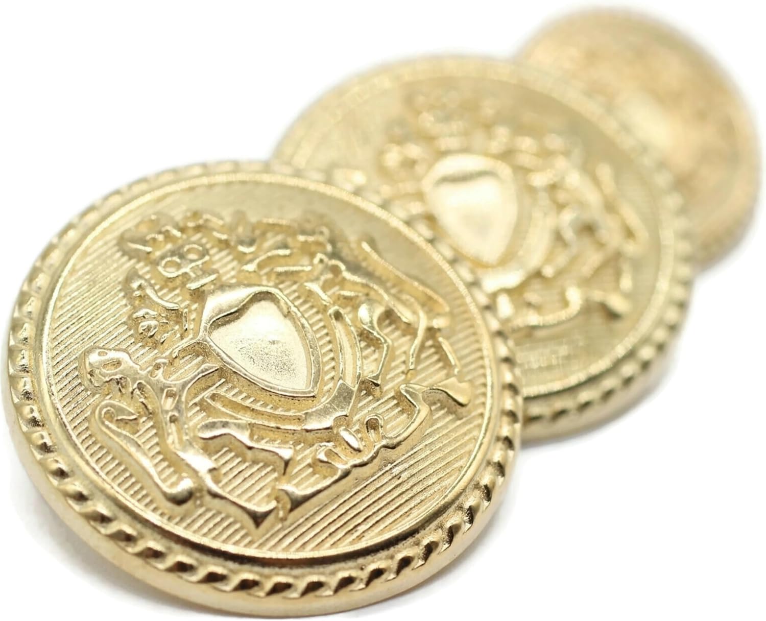 Bronze Metal Buttons - 12 Pcs - 3 Size Options - Lion of Kingdom Round Metal Shank Buttons Vintage for Men Women Blazer Coat Uniform Shirt Suit and Jacket Sewing Craft DIY N16601