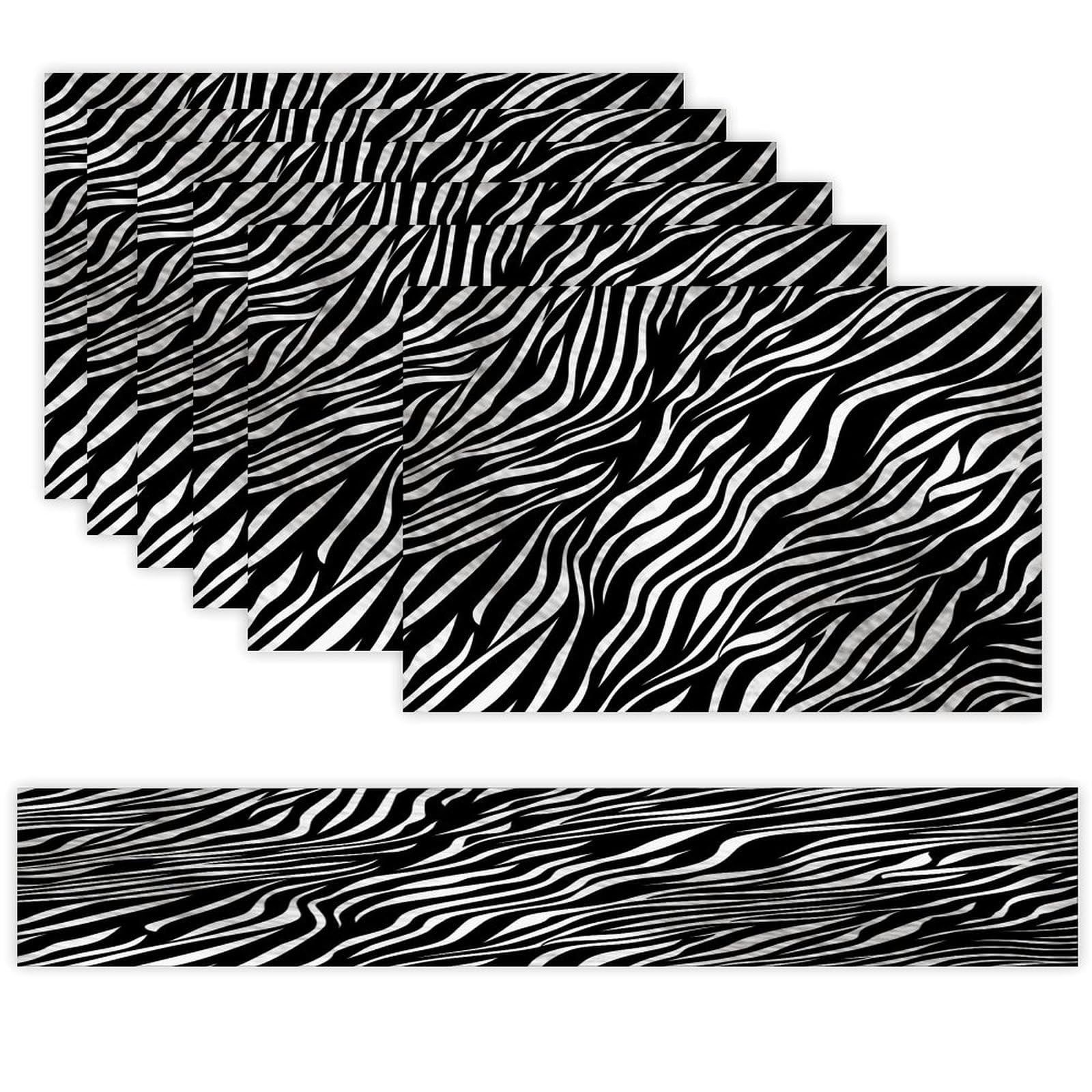 Zebra Print Table Runner and Placemats Set of 6 Heat Resistant Washable Table Runners Dining Mat Sets Modern Cloth Place Mats Linen Table Decor for Kitchen Dining Room