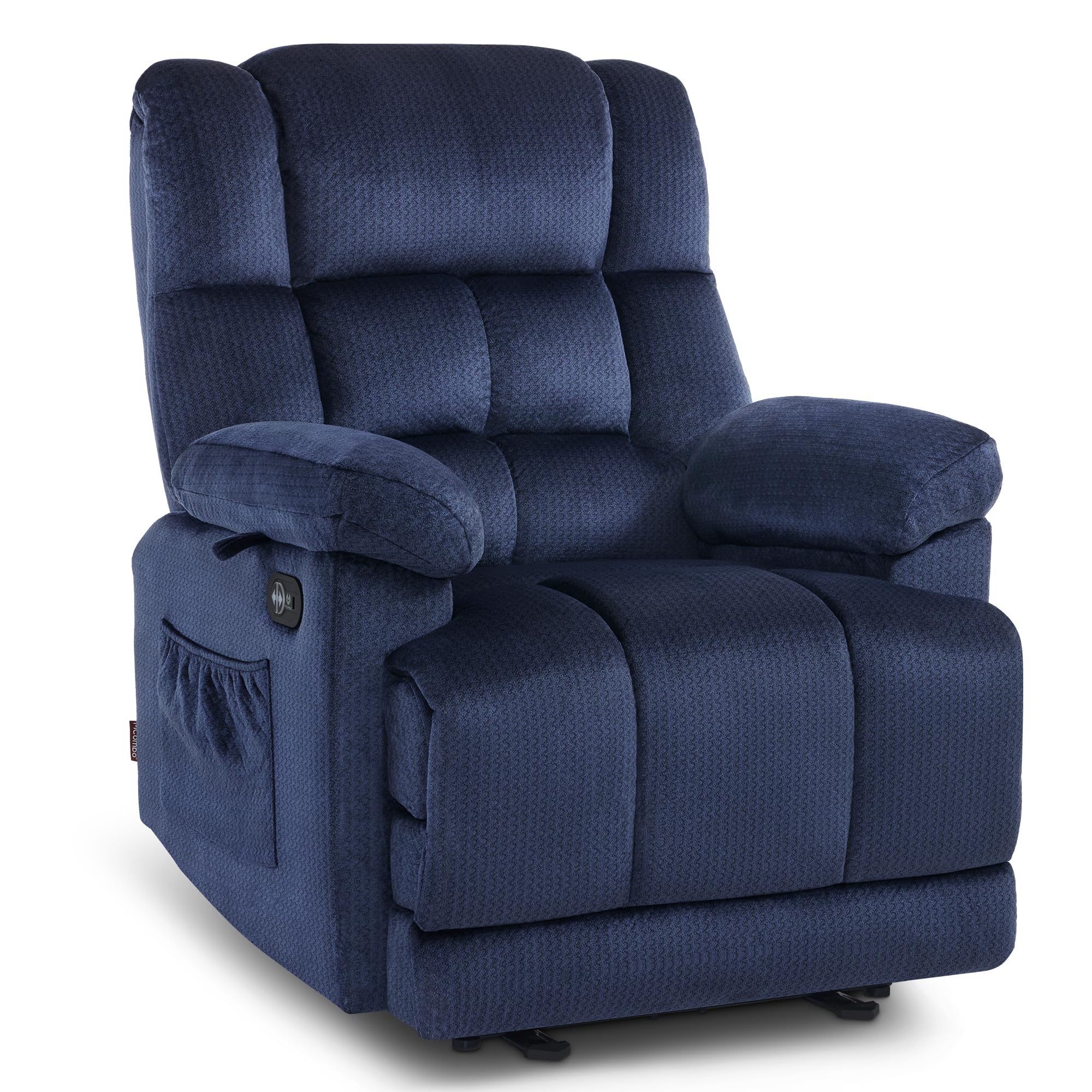 MCombo Zero Gravity Power Recliner Chair with Heat and Vibration Massage, Reclining Chair with USB Ports for Living Room, Fabric R6233 (Navy Blue)
