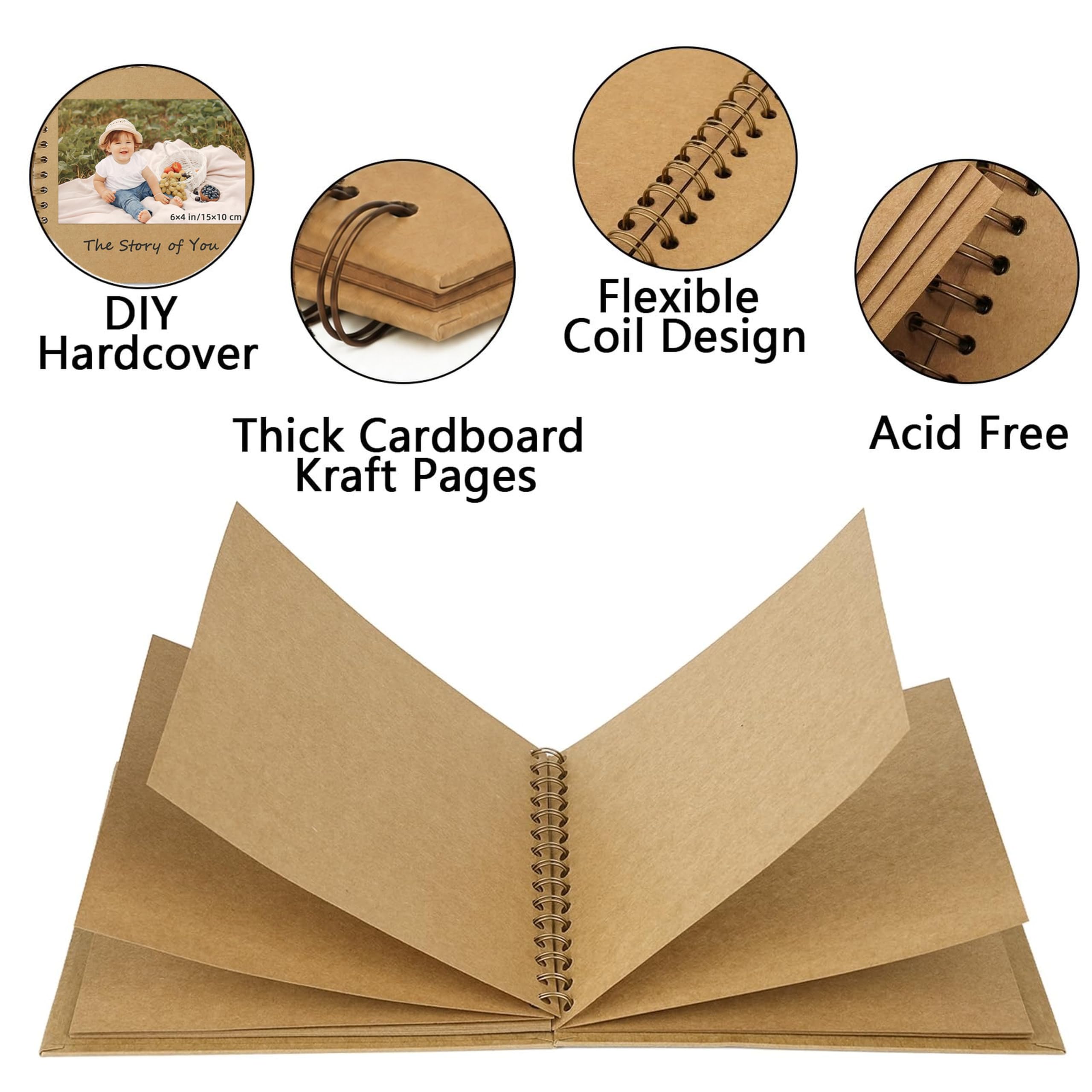 Album de scrapbooking 30,5 x 30,5 cm, papier kraft sans acide 50
