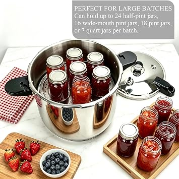 24 Qt Pressure Canner, Canning Pressure Cooker with Starter Kit, Stainless Steel Canning Pot for Home Water Bath Canning, Beginner Friendly Canning Supplies with Rack & Essential Tools