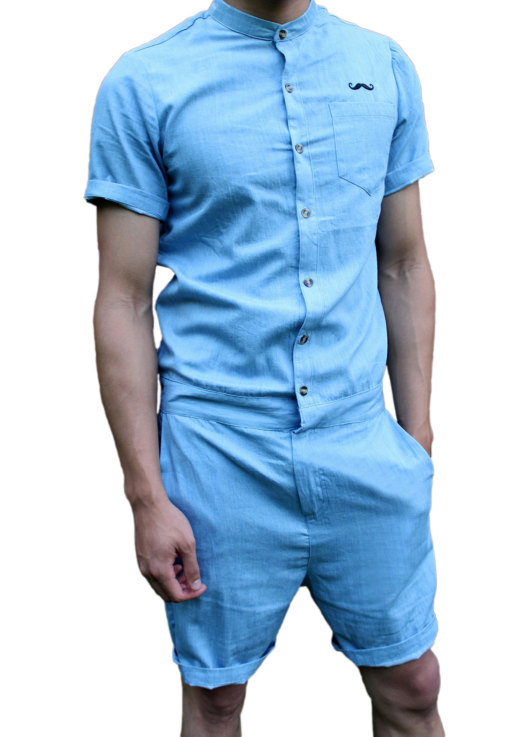 Sir Romper Original Denim Super Slim Fit, Adjustable Low Waist, Fly Zipper, Men's Rompers, Runs Really Small - Purchase Size Up