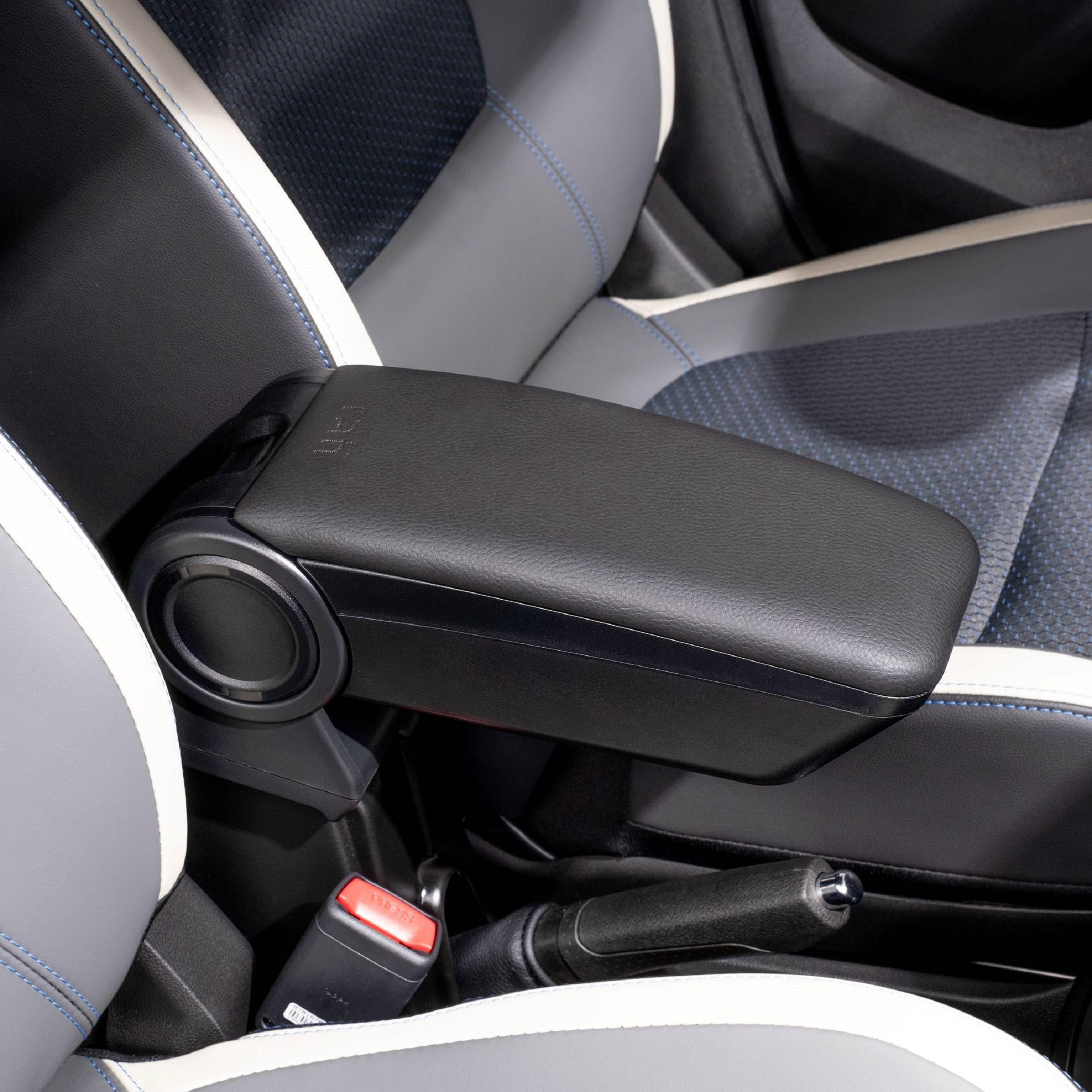 Rati Armster 3 Armlehne kompatibel für FIAT 500 2016-2024 [schwarz,vegan Leder] nachrüstbare Mittelarmlehne mit Staufach (nicht zum 500e)