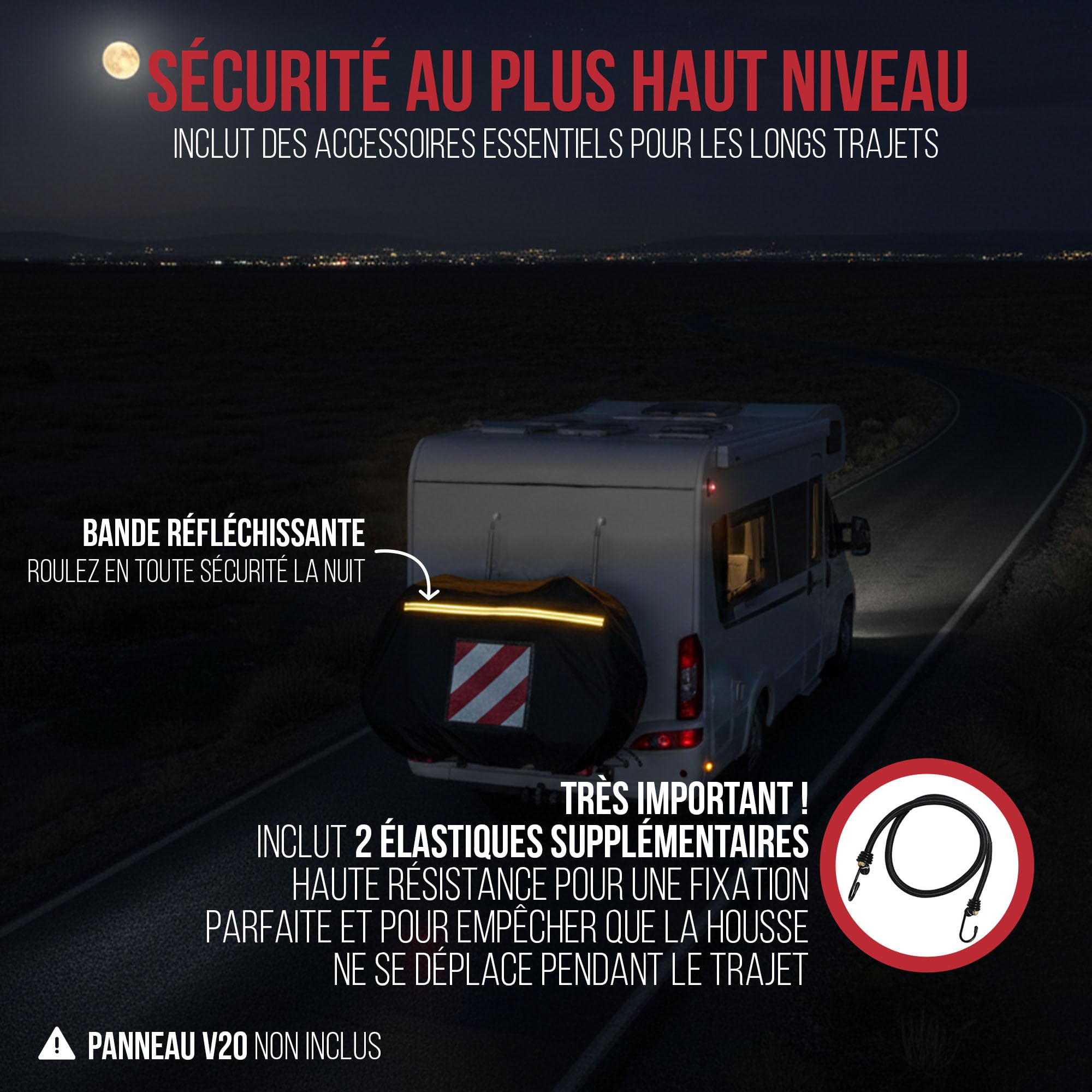 Housse Velo Camping Car - Bache velo camping car 3 bicyclette - Comprend 2 Tendeur et 1 Sac de Rangement