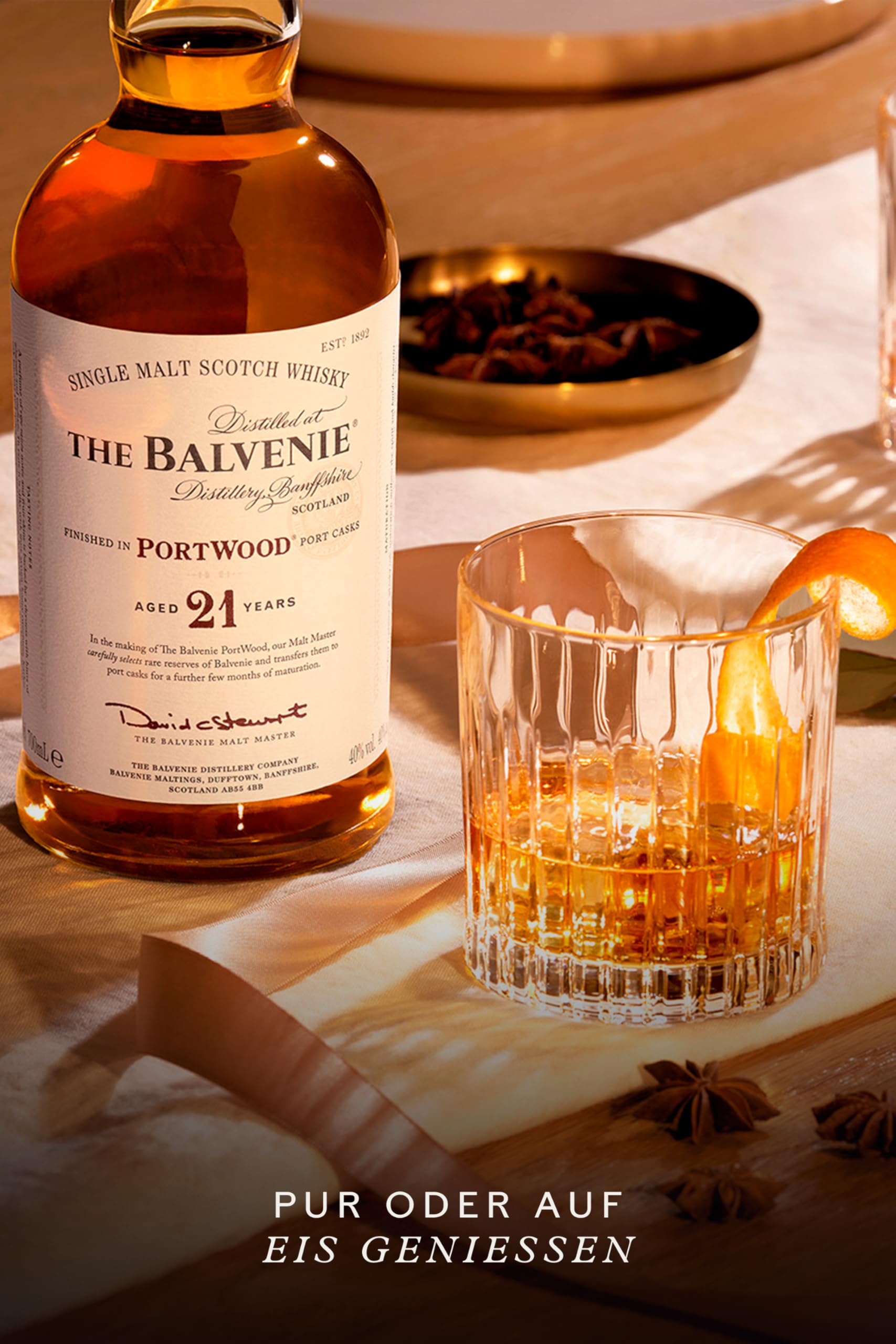 The Balvenie Portwood Single Malt Scotch Whisky 21 Jahre mit Geschenkverpackung, 70cl