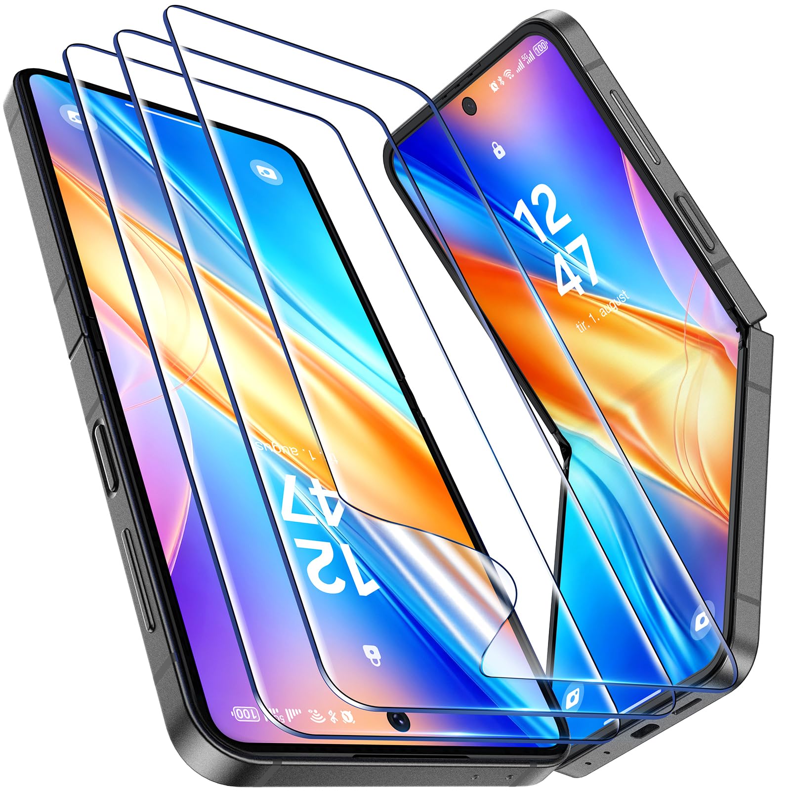 LK 3 Pack for Samsung Galaxy Z Flip 8/ Flip 7 Screen Protector | Soft TPU Protector Support Fingerprint Unlock Bubble Free with Easy Installation Tool Samsung Galaxy Z Flip 8/7 Transparent